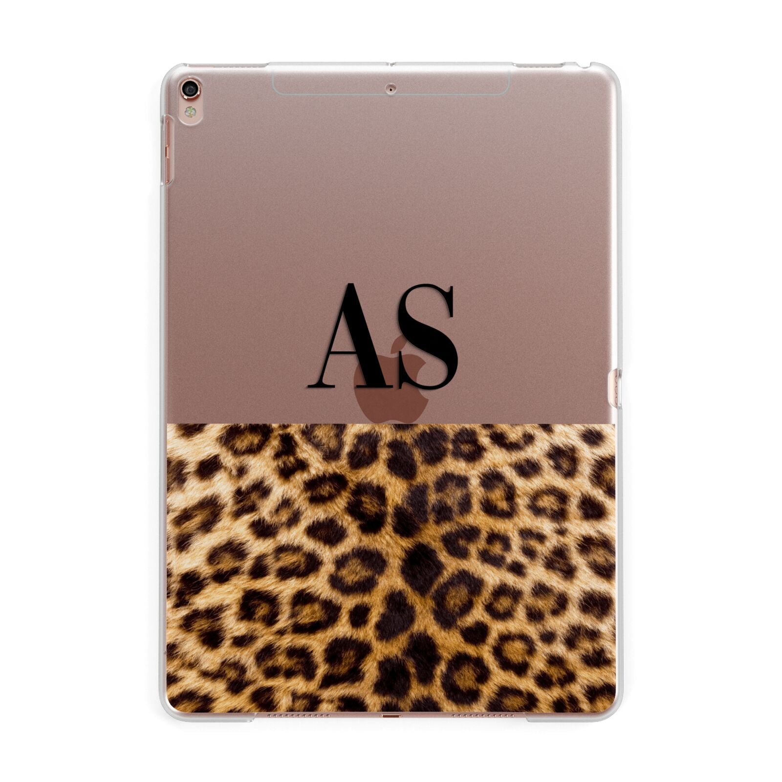 Initialled Leopard Print Apple iPad Rose Gold Case