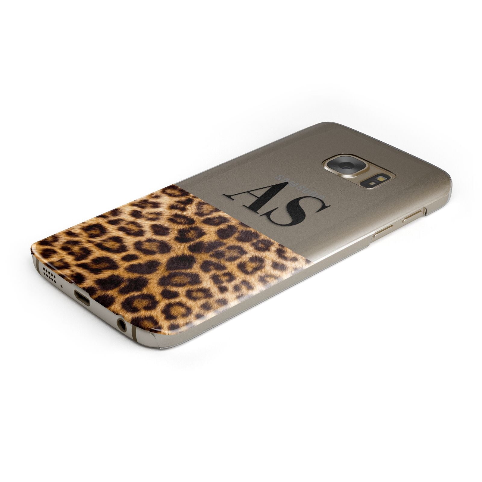 Initialled Leopard Print Protective Samsung Galaxy Case Angled Image