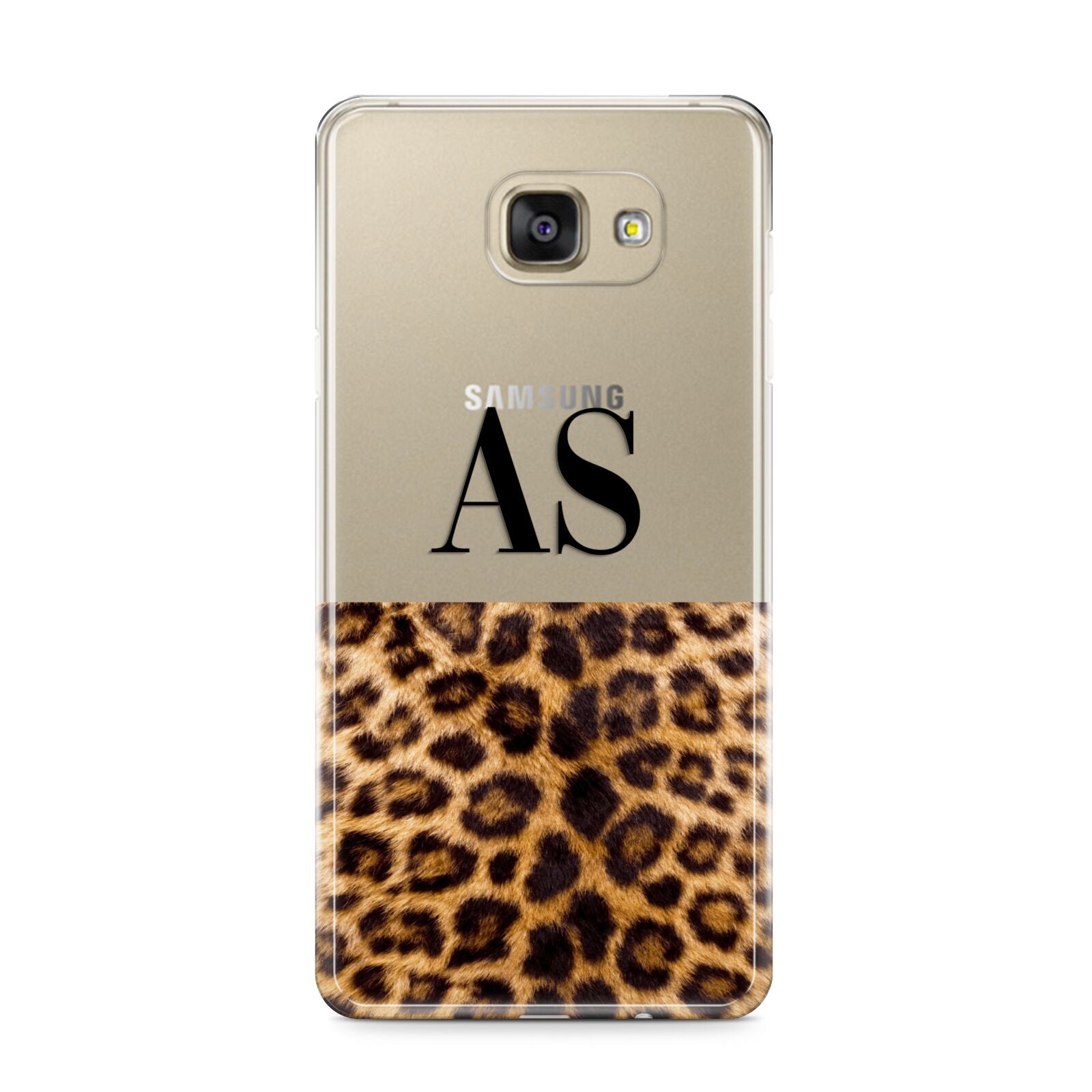 Initialled Leopard Print Samsung Galaxy A9 2016 Case on gold phone