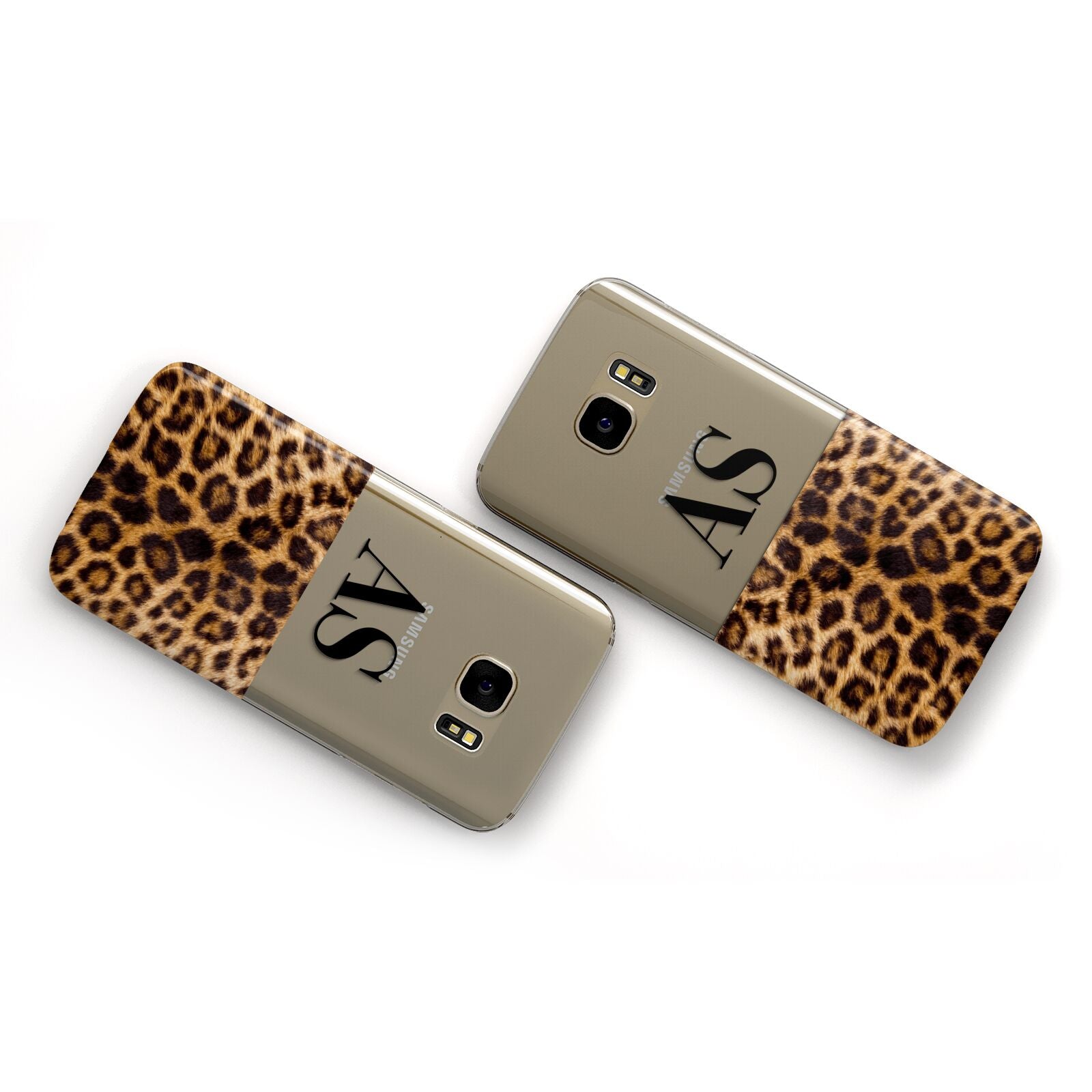 Initialled Leopard Print Samsung Galaxy Case Flat Overview