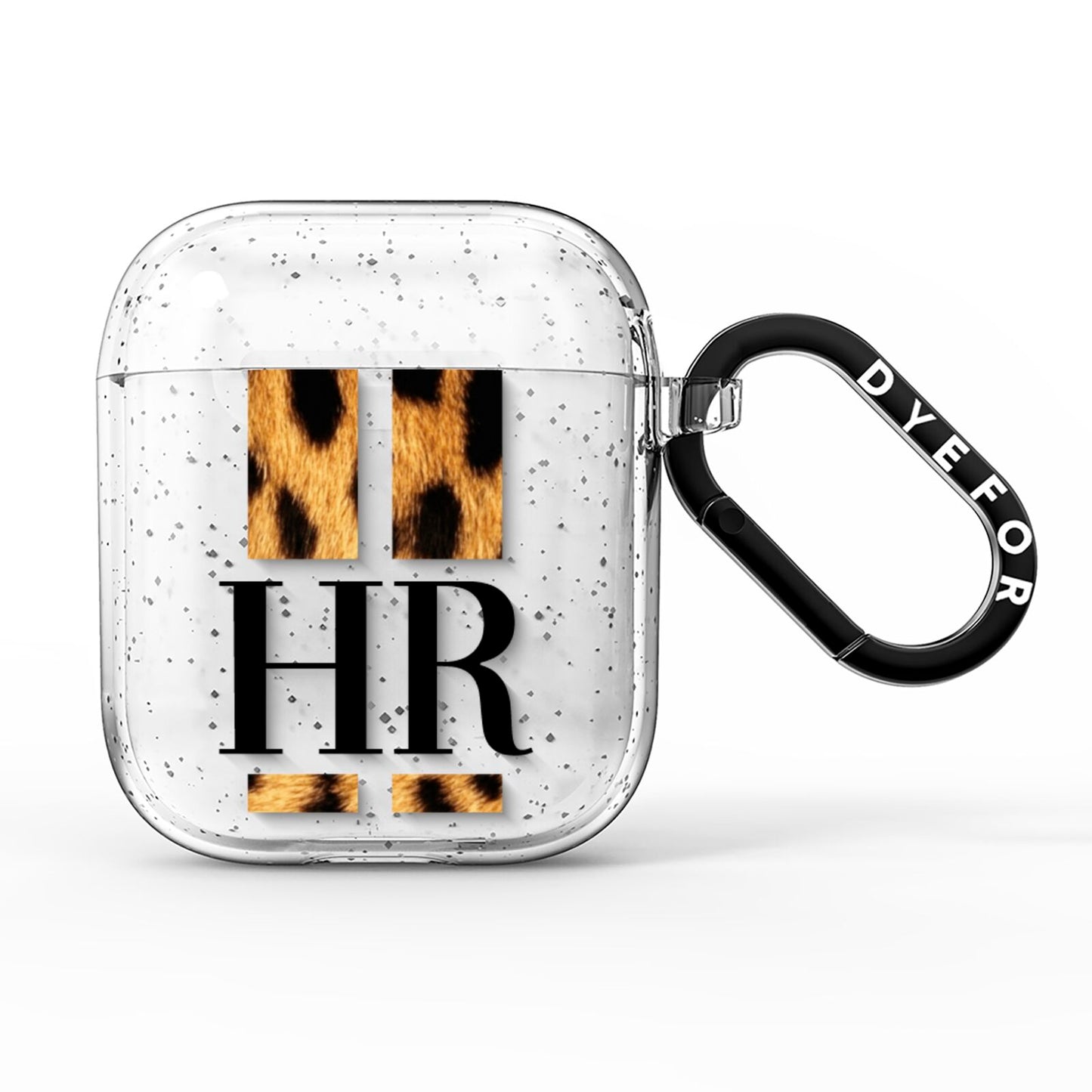 Initialled Leopard Print Stripes AirPods Glitter Case