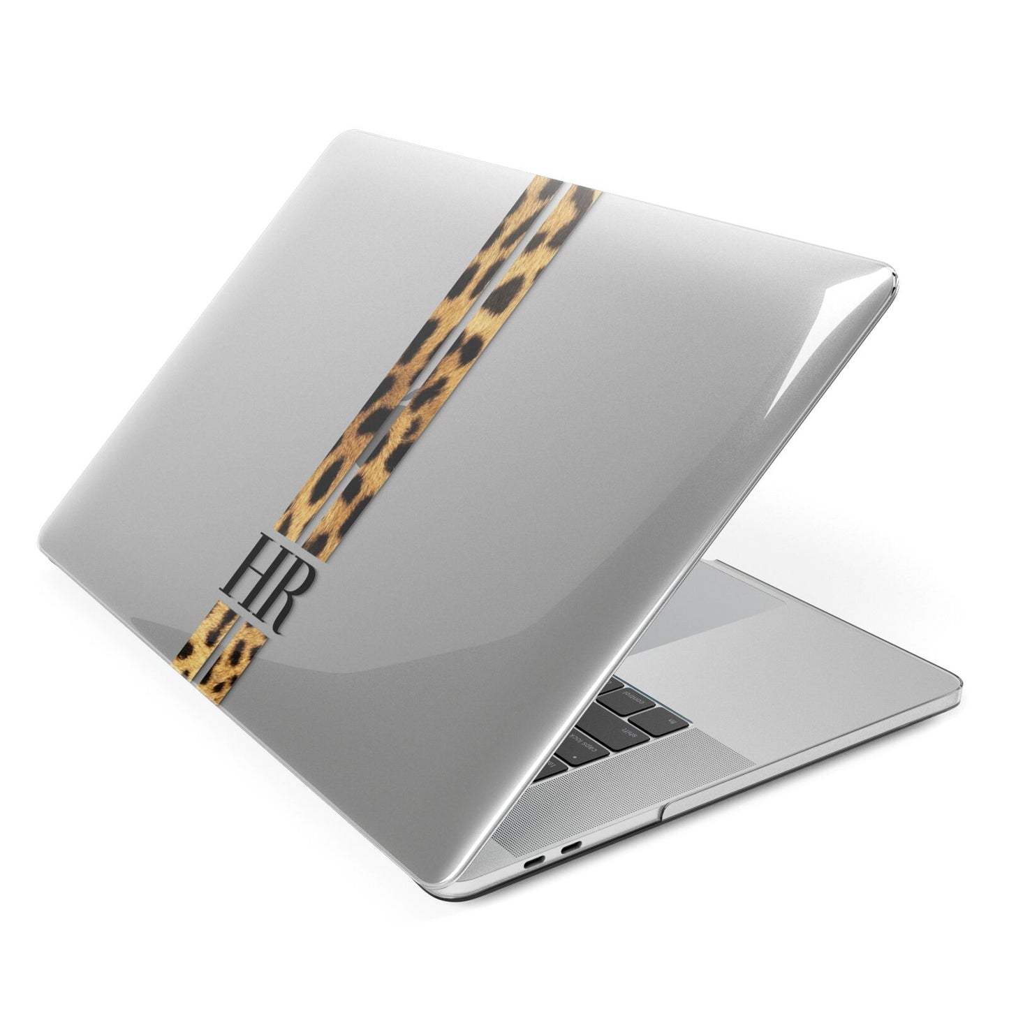 Initialled Leopard Print Stripes Apple MacBook Case Side View