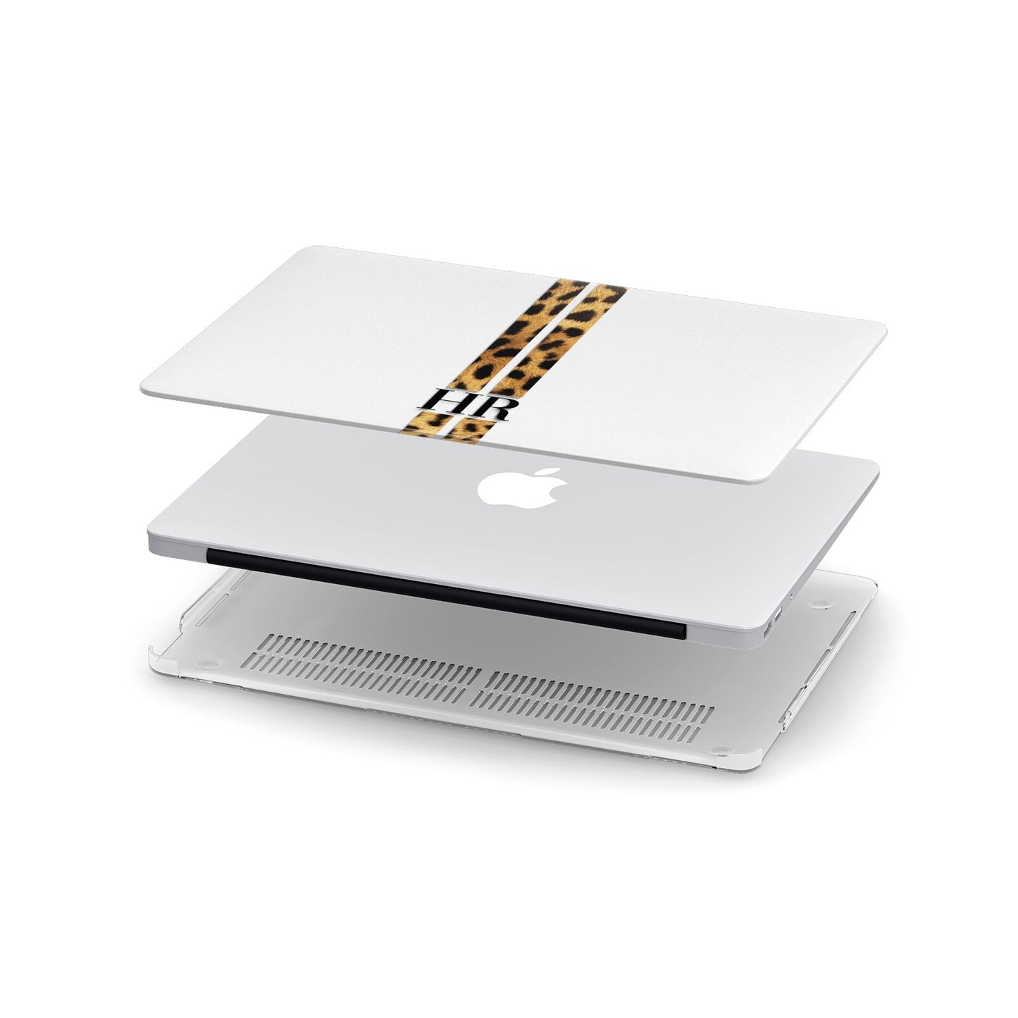 Initialled Leopard Print Stripes Apple MacBook Case in Detail