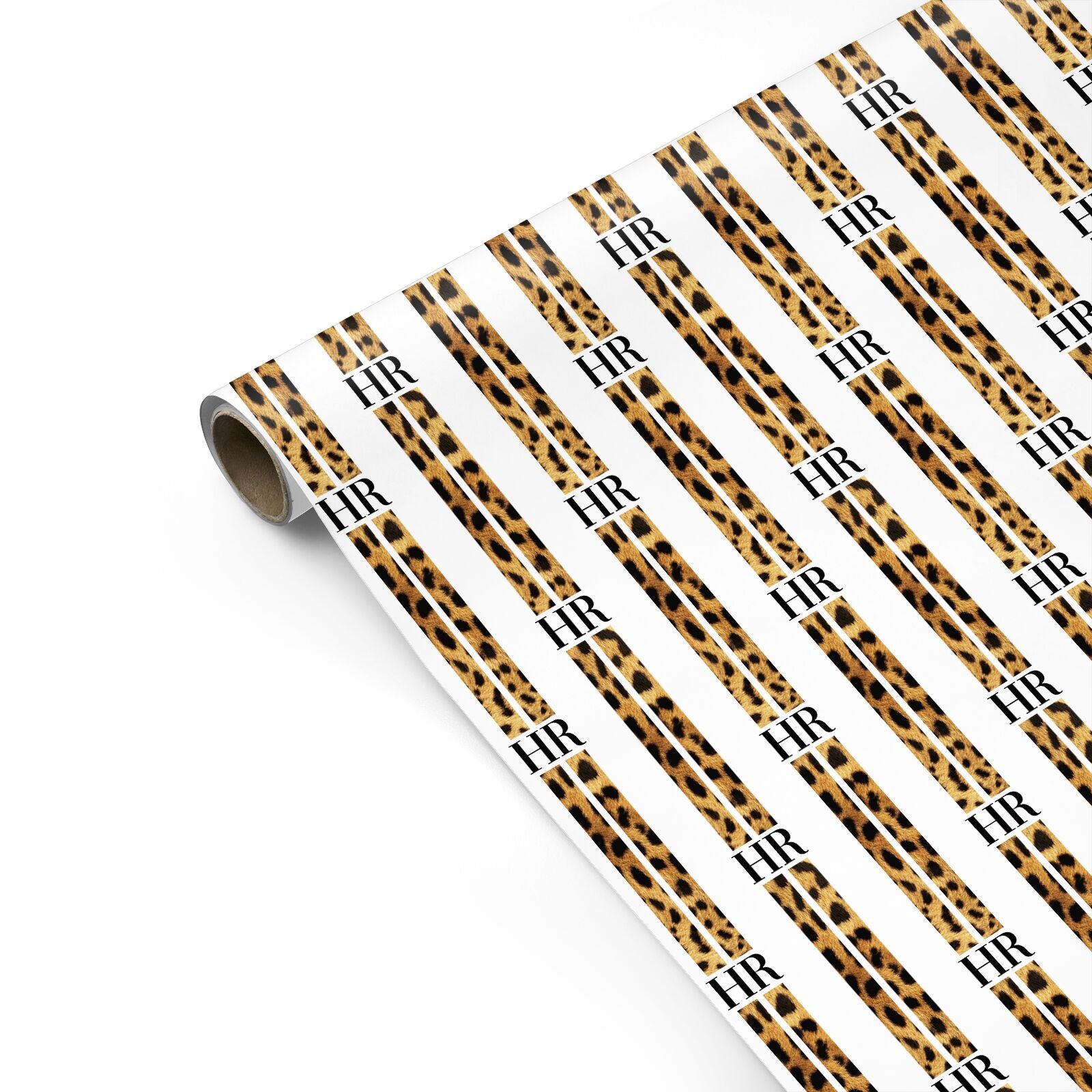 Initialled Leopard Print Stripes Personalised Gift Wrap