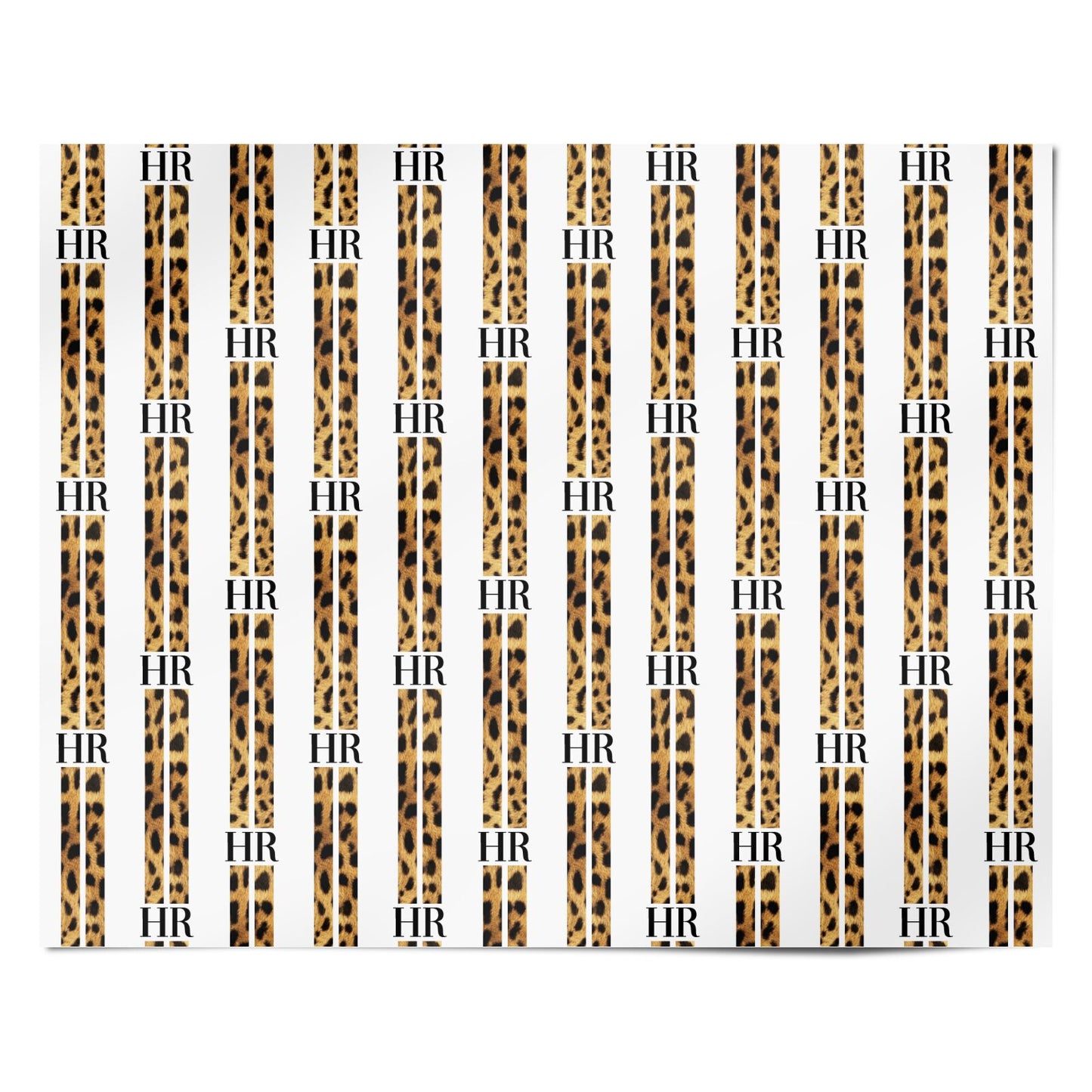 Initialled Leopard Print Stripes Personalised Wrapping Paper Alternative