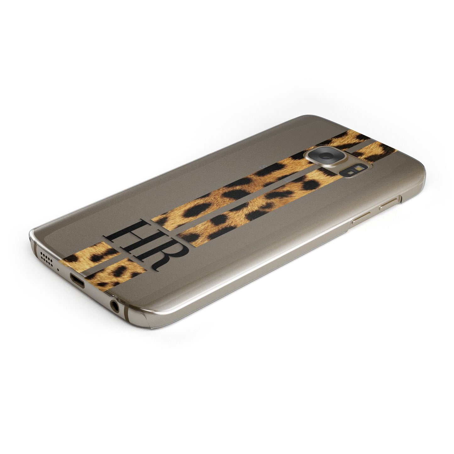 Initialled Leopard Print Stripes Protective Samsung Galaxy Case Angled Image