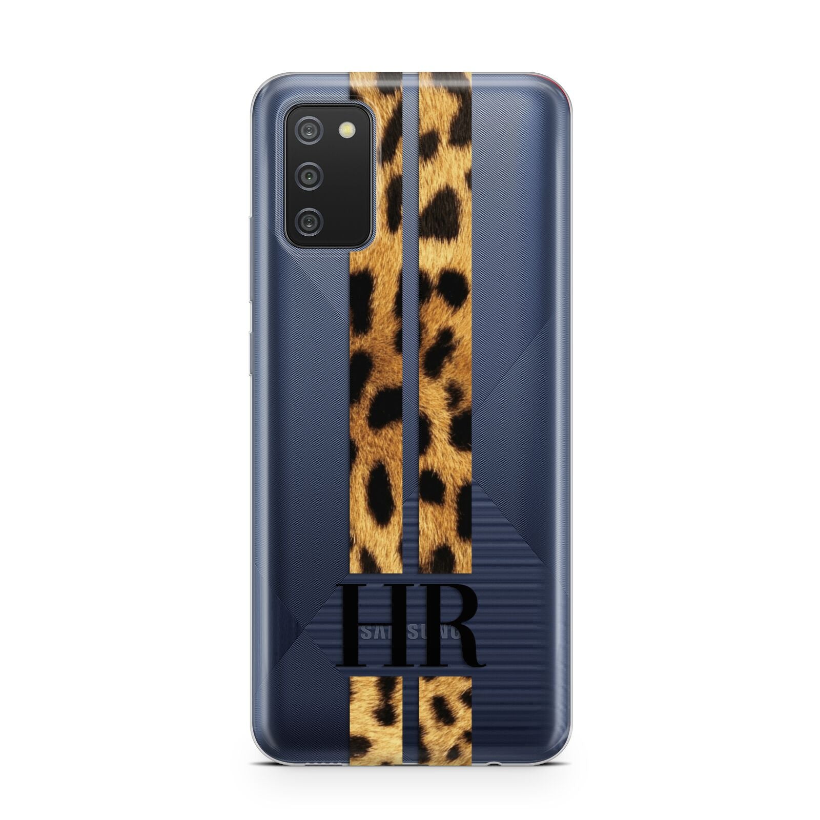 Initialled Leopard Print Stripes Samsung A02s Case