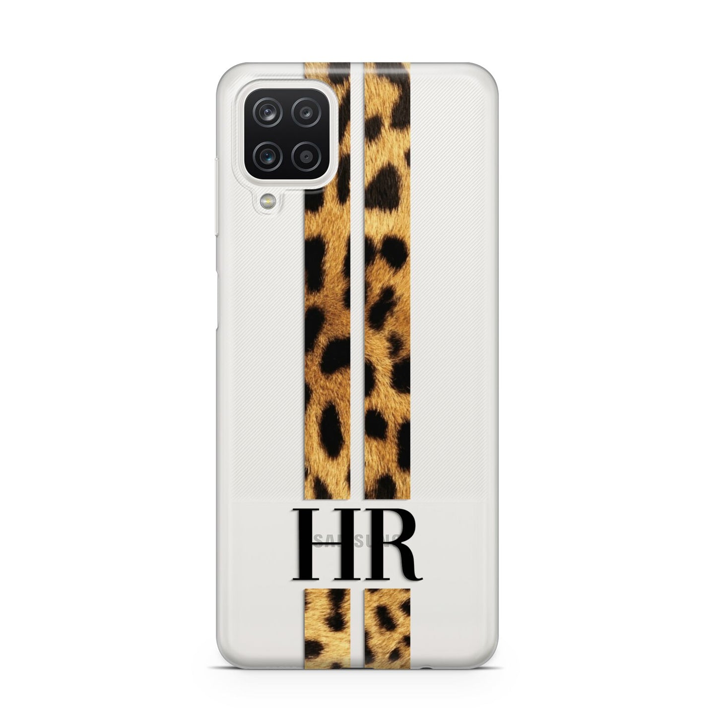 Initialled Leopard Print Stripes Samsung A12 Case