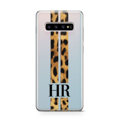 Initialled Leopard Print Stripes Samsung Galaxy S10 Case