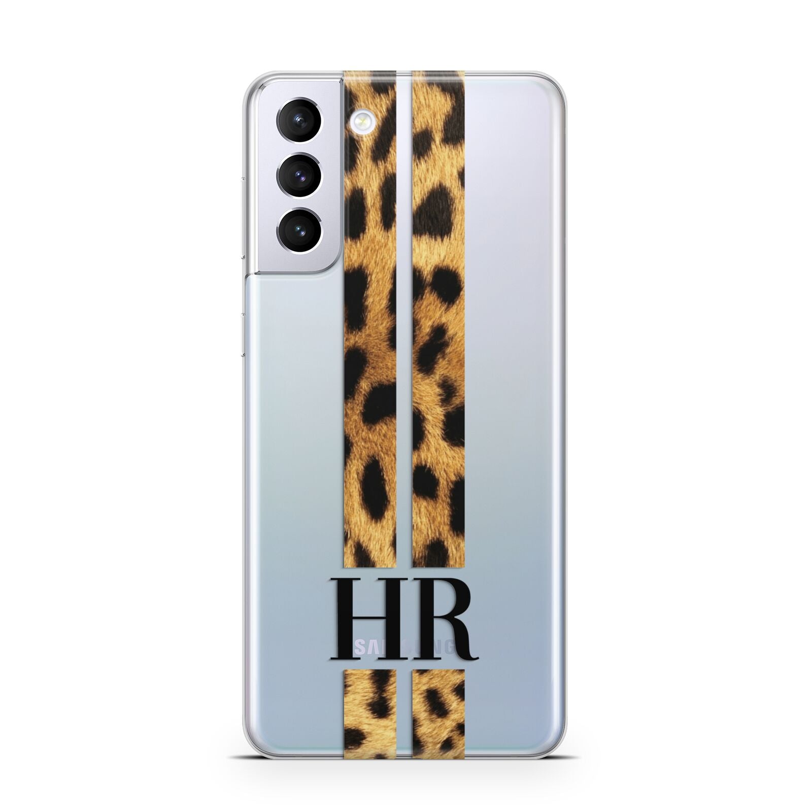 Initialled Leopard Print Stripes Samsung S21 Plus Case