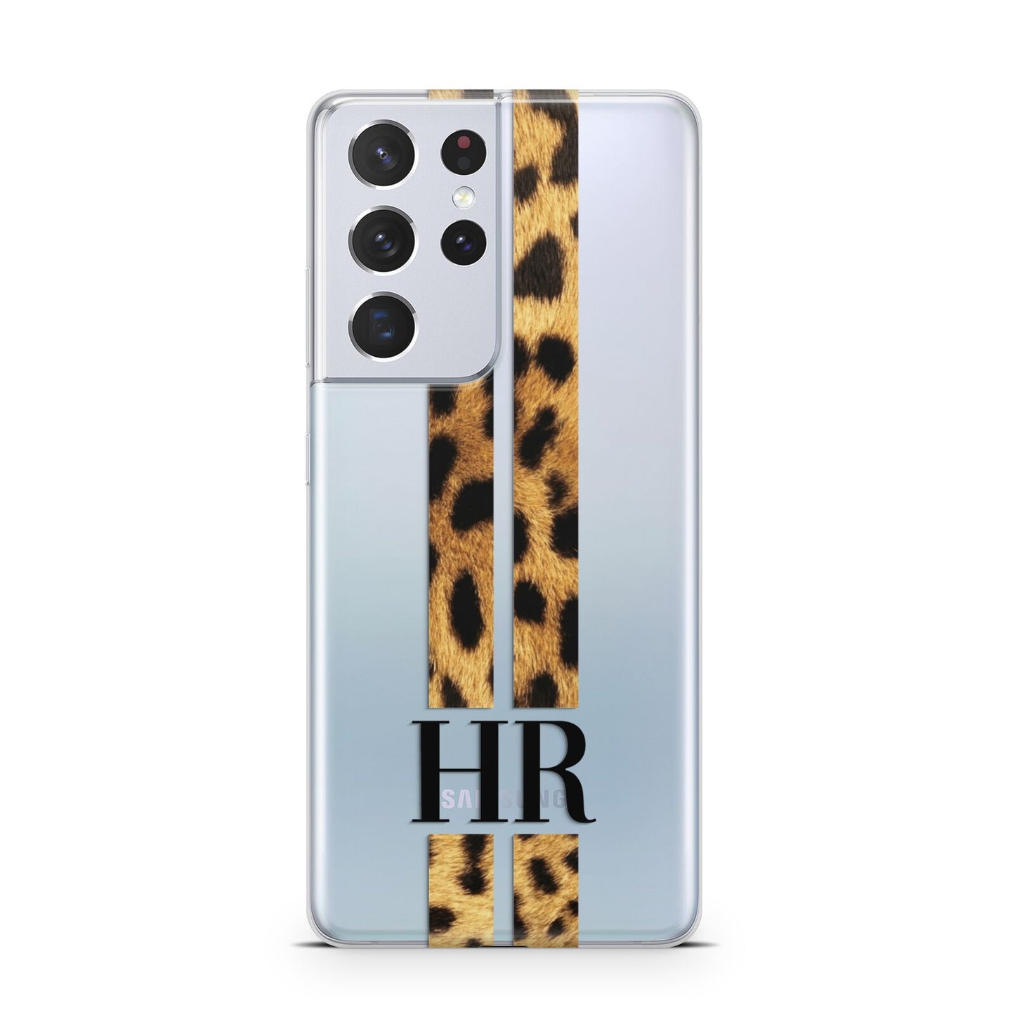 Initialled Leopard Print Stripes Samsung S21 Ultra Case