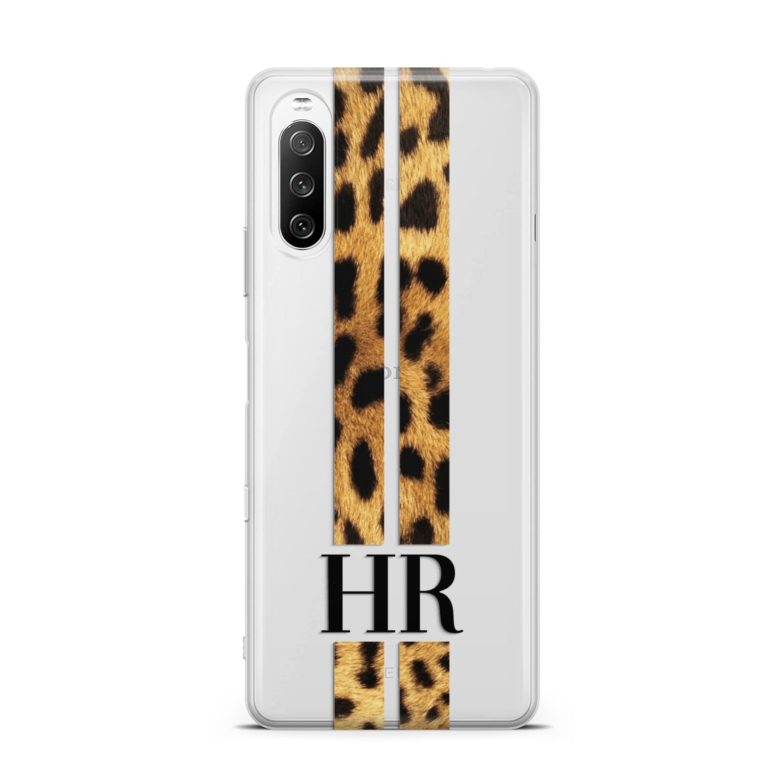 Initialled Leopard Print Stripes Sony Xperia 10 III Case