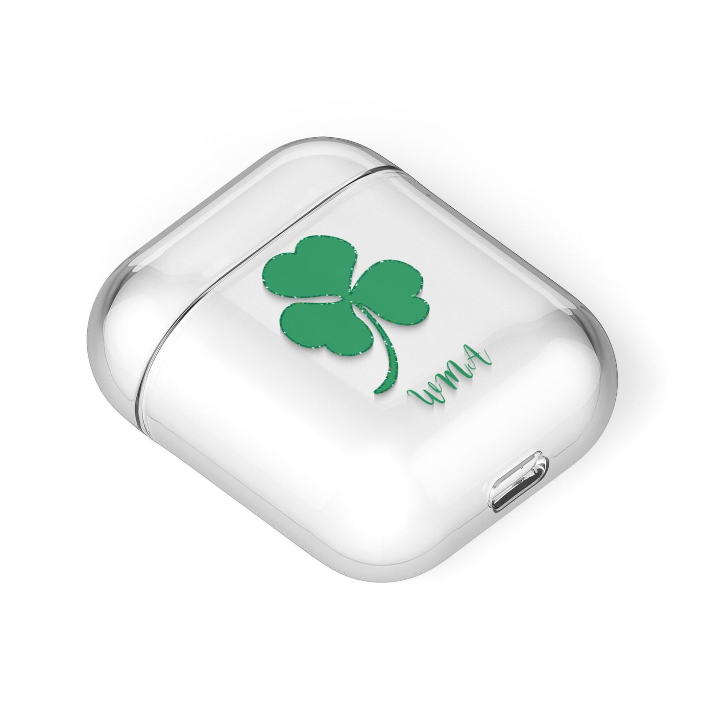 Initialled Shamrock Custom AirPods Case Laid Flat