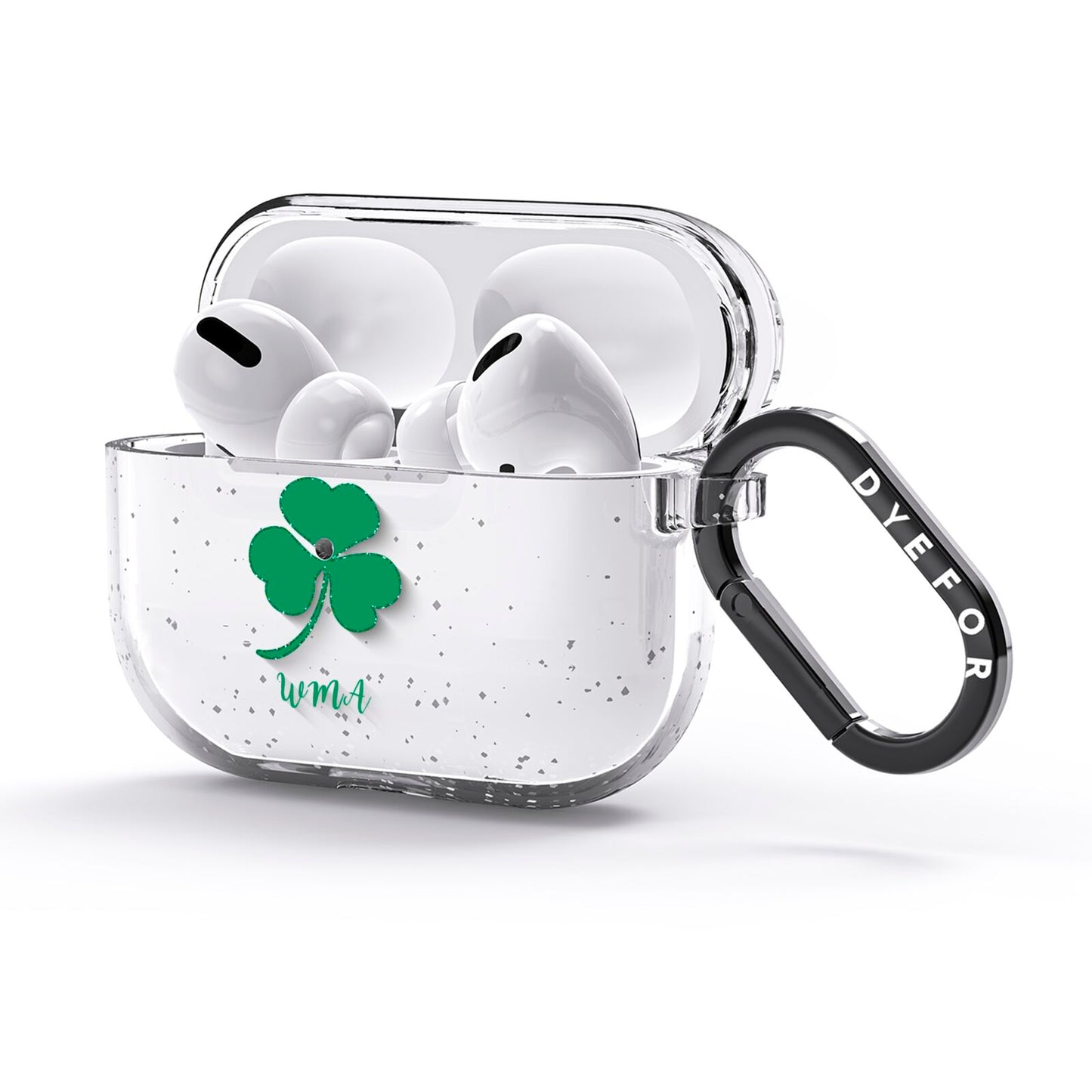 Initialled Shamrock Custom AirPods Glitter Case 3rd Gen Side Image