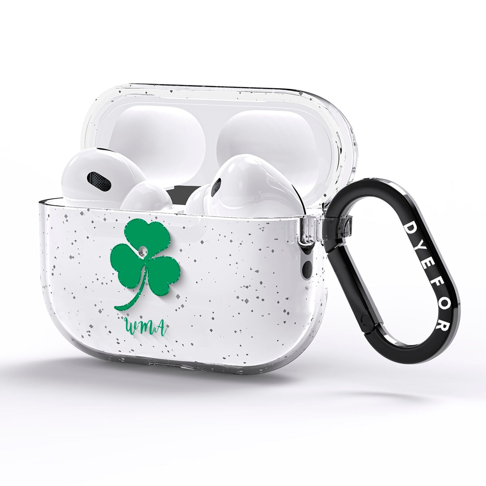 Initialled Shamrock Custom AirPods Pro Glitter Case Side Image