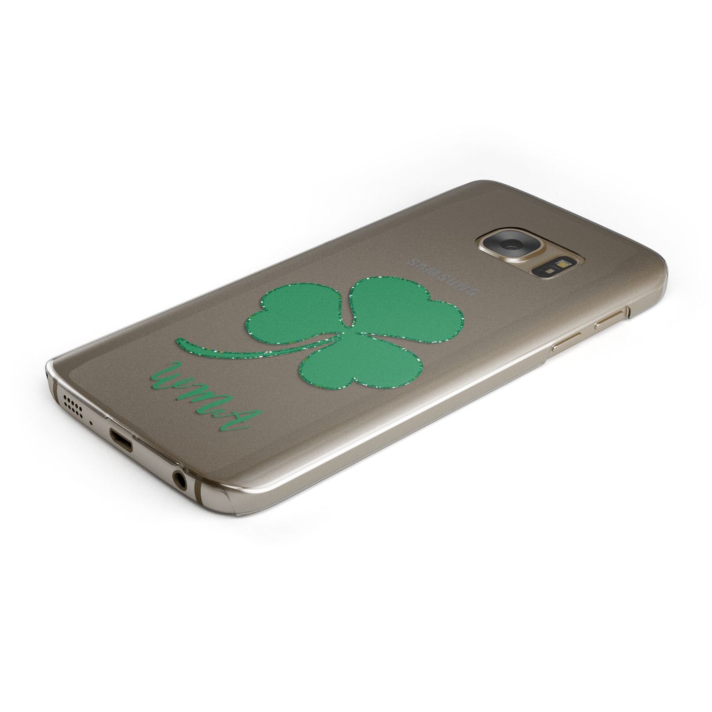 Initialled Shamrock Custom Protective Samsung Galaxy Case Angled Image