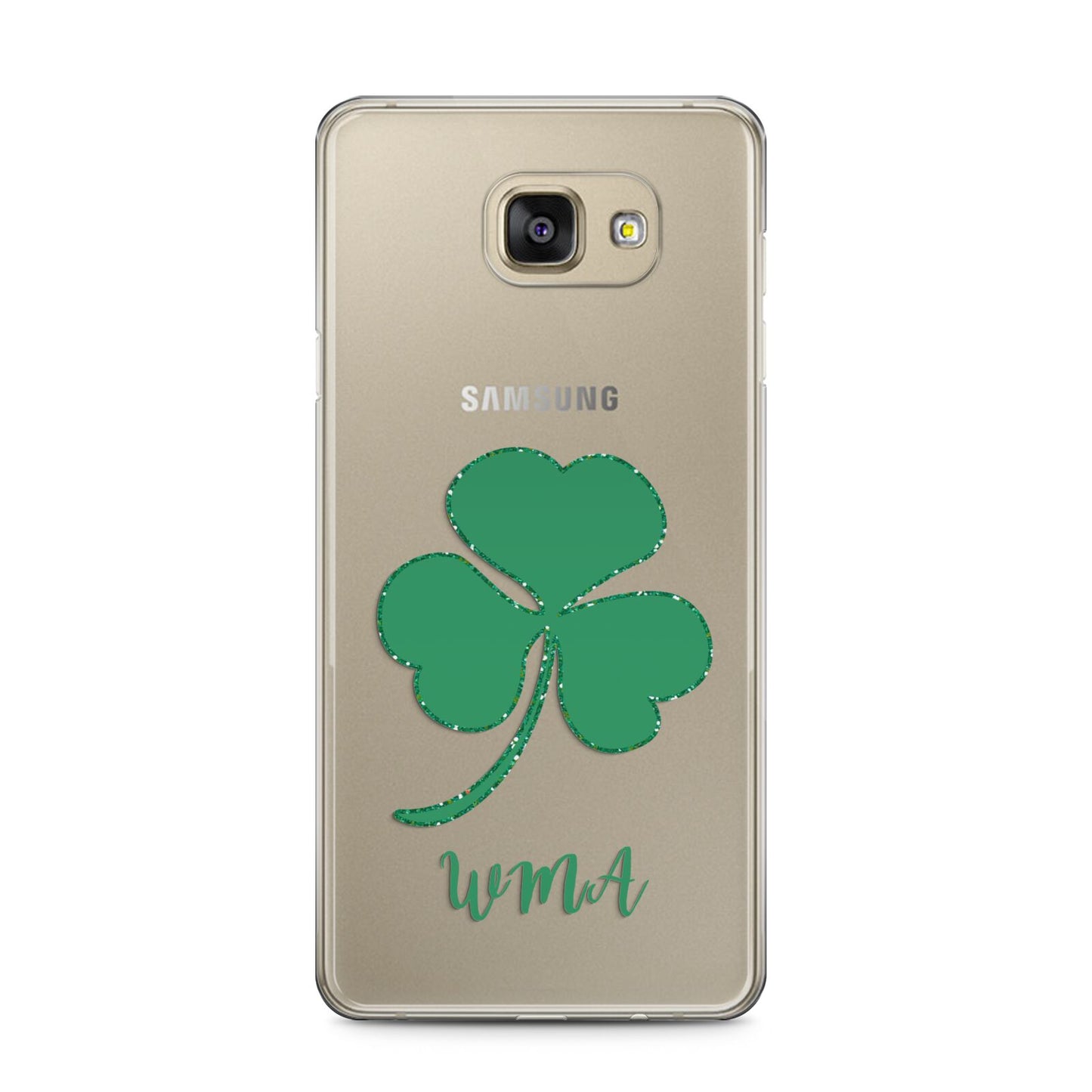 Initialled Shamrock Custom Samsung Galaxy A5 2016 Case on gold phone