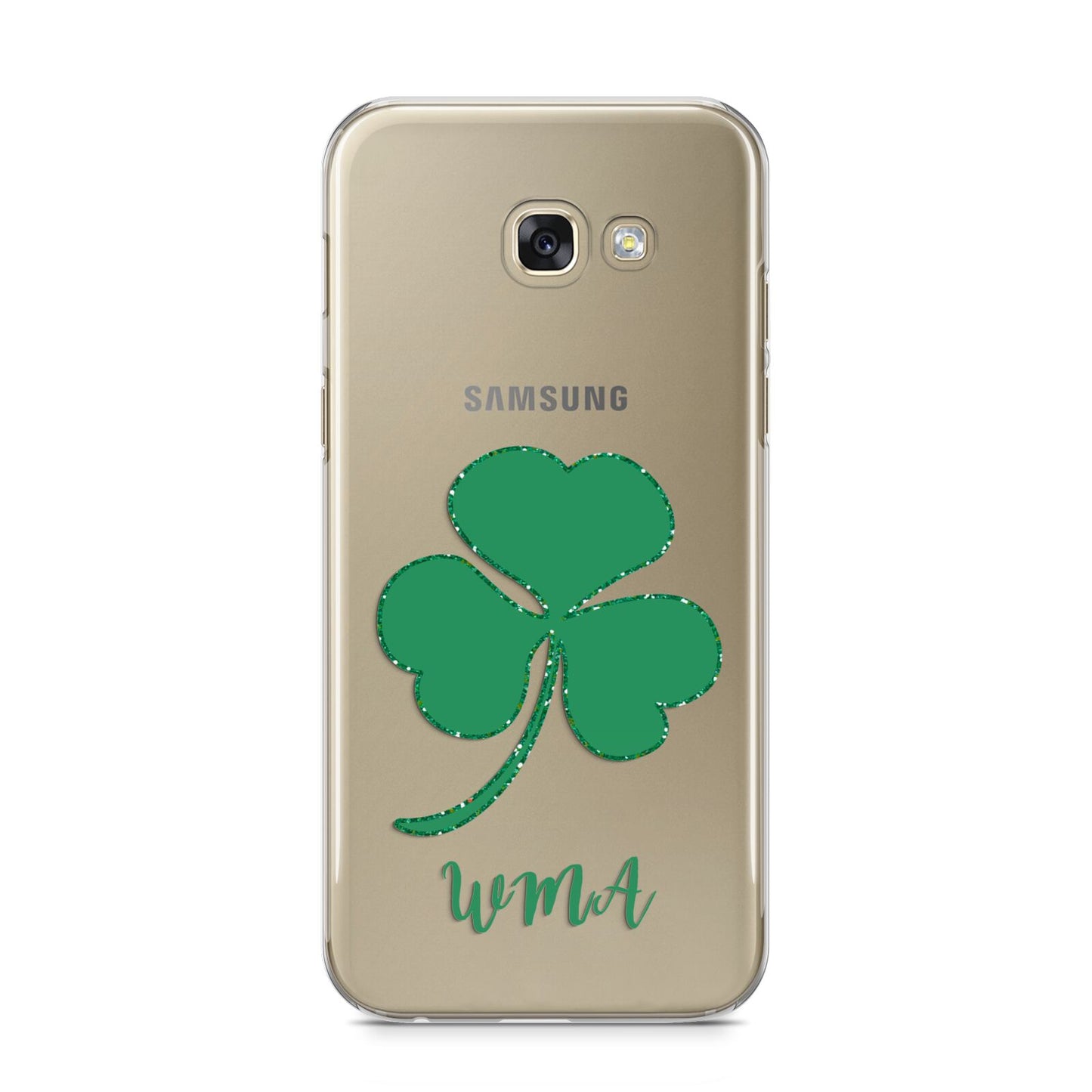 Initialled Shamrock Custom Samsung Galaxy A5 2017 Case on gold phone