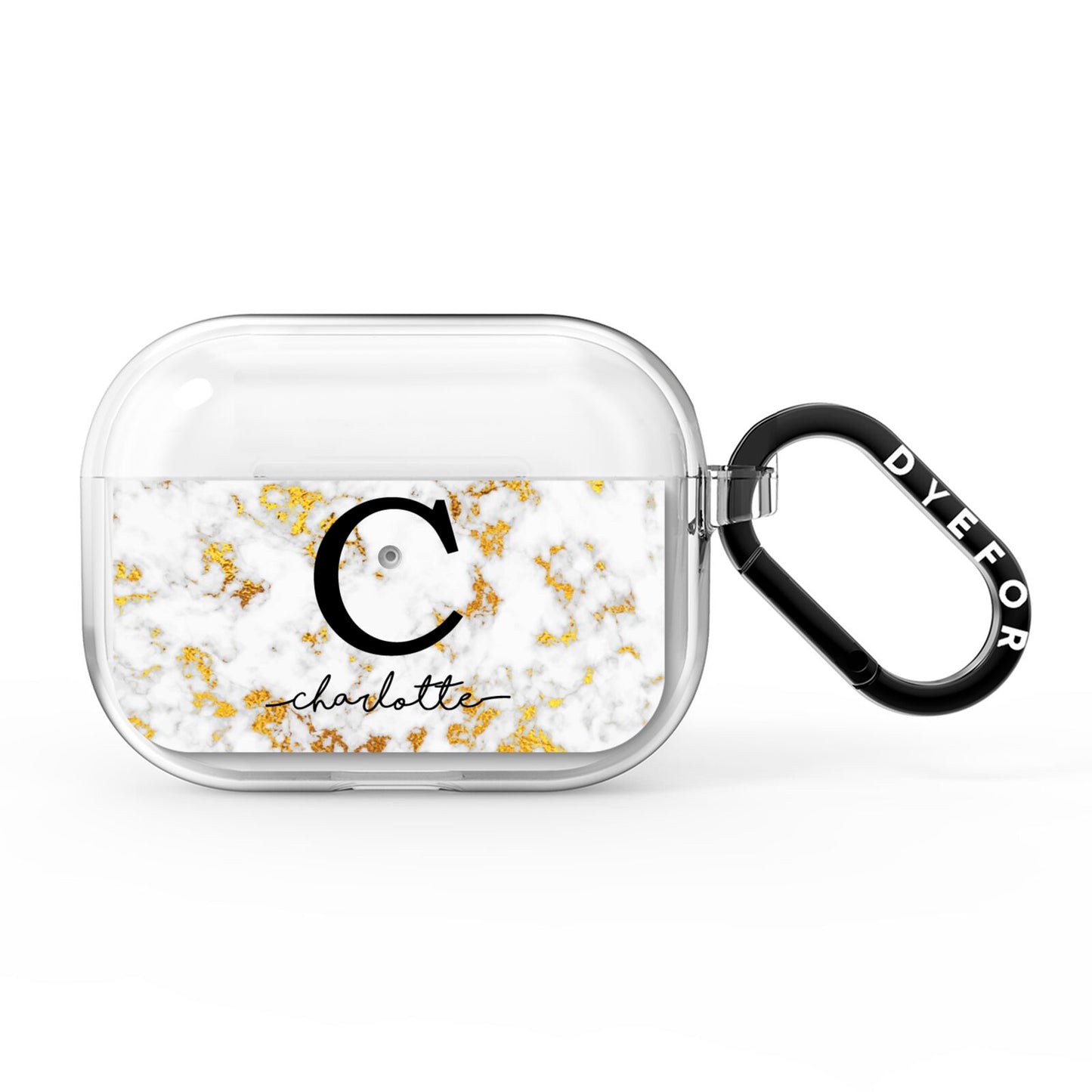 Initialled White Gold Marble with Name AirPods Pro Clear Case