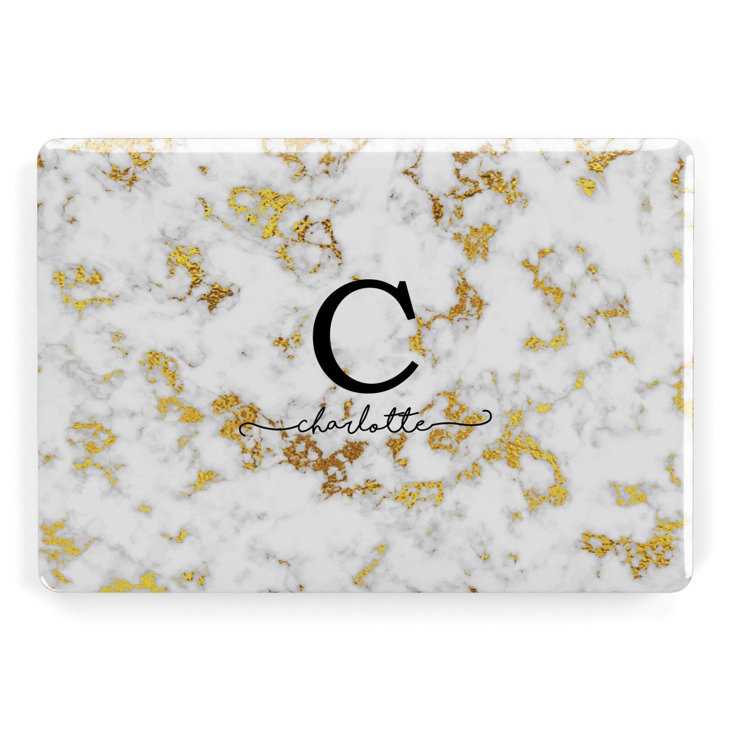 Initialled White Gold Marble with Name Apple MacBook Case