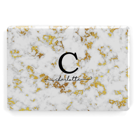 Initialled White Gold Marble with Name Apple MacBook Case