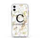 Initialled White Gold Marble with Name Apple iPhone 11 in White with White Impact Case