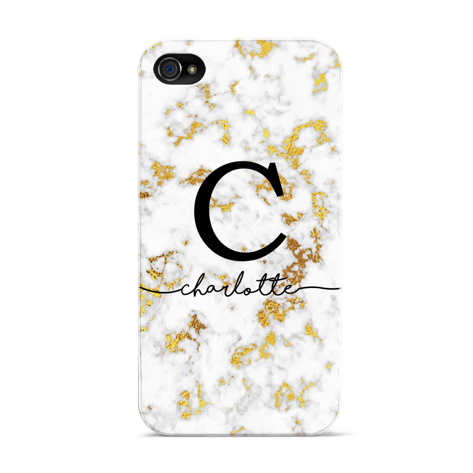 Initialled White Gold Marble with Name Apple iPhone 4s Case