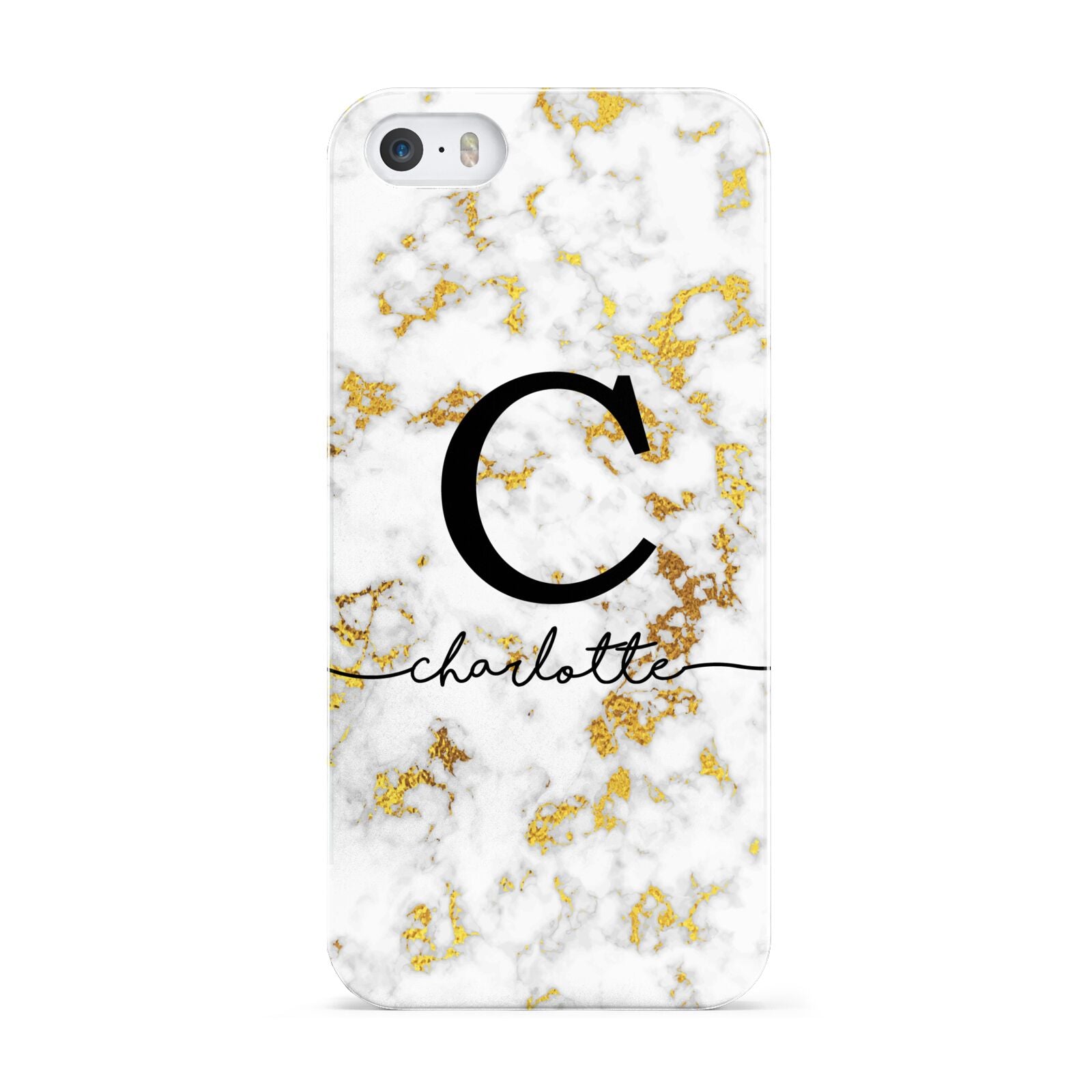 Initialled White Gold Marble with Name Apple iPhone 5 Case