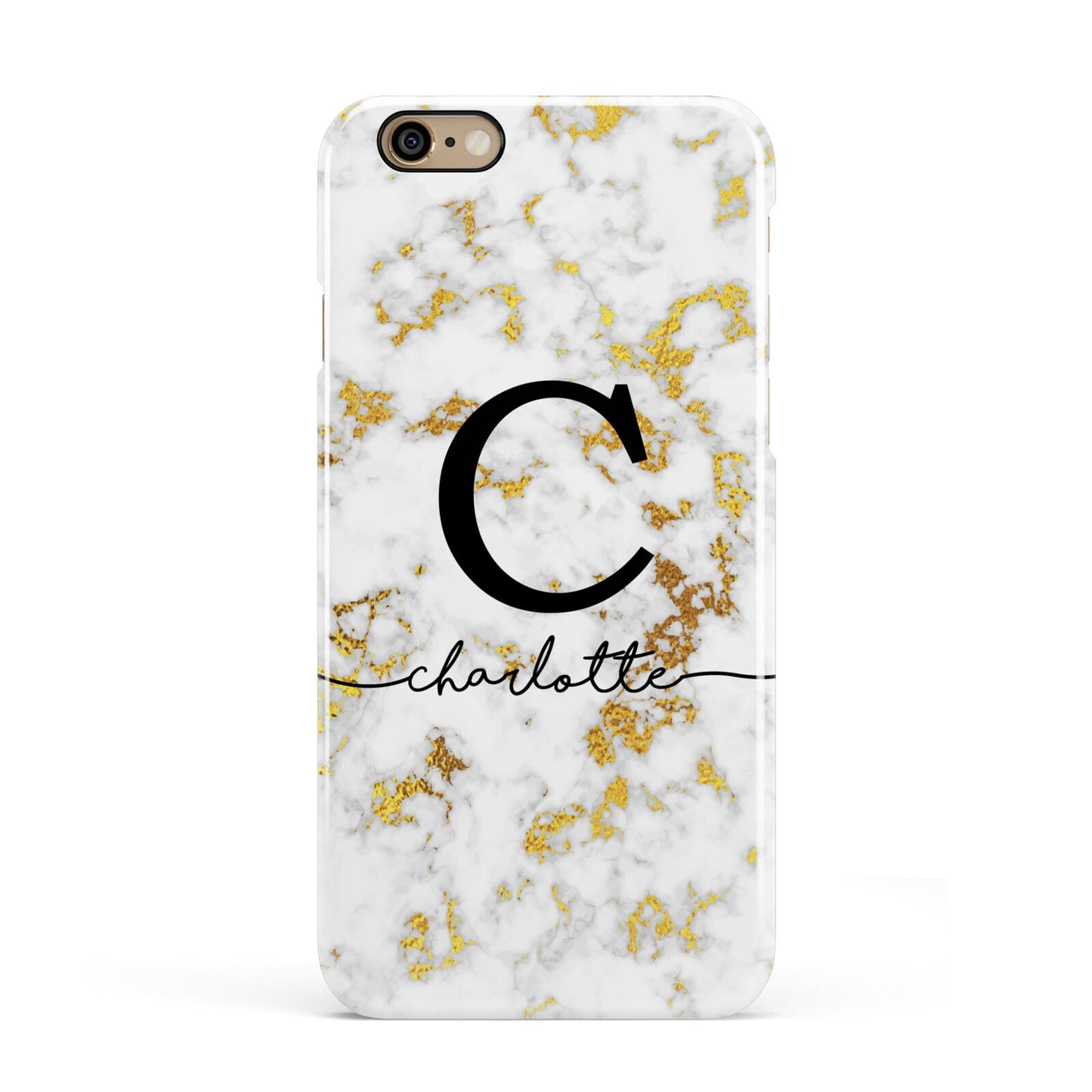 Initialled White Gold Marble with Name Apple iPhone 6 3D Snap Case