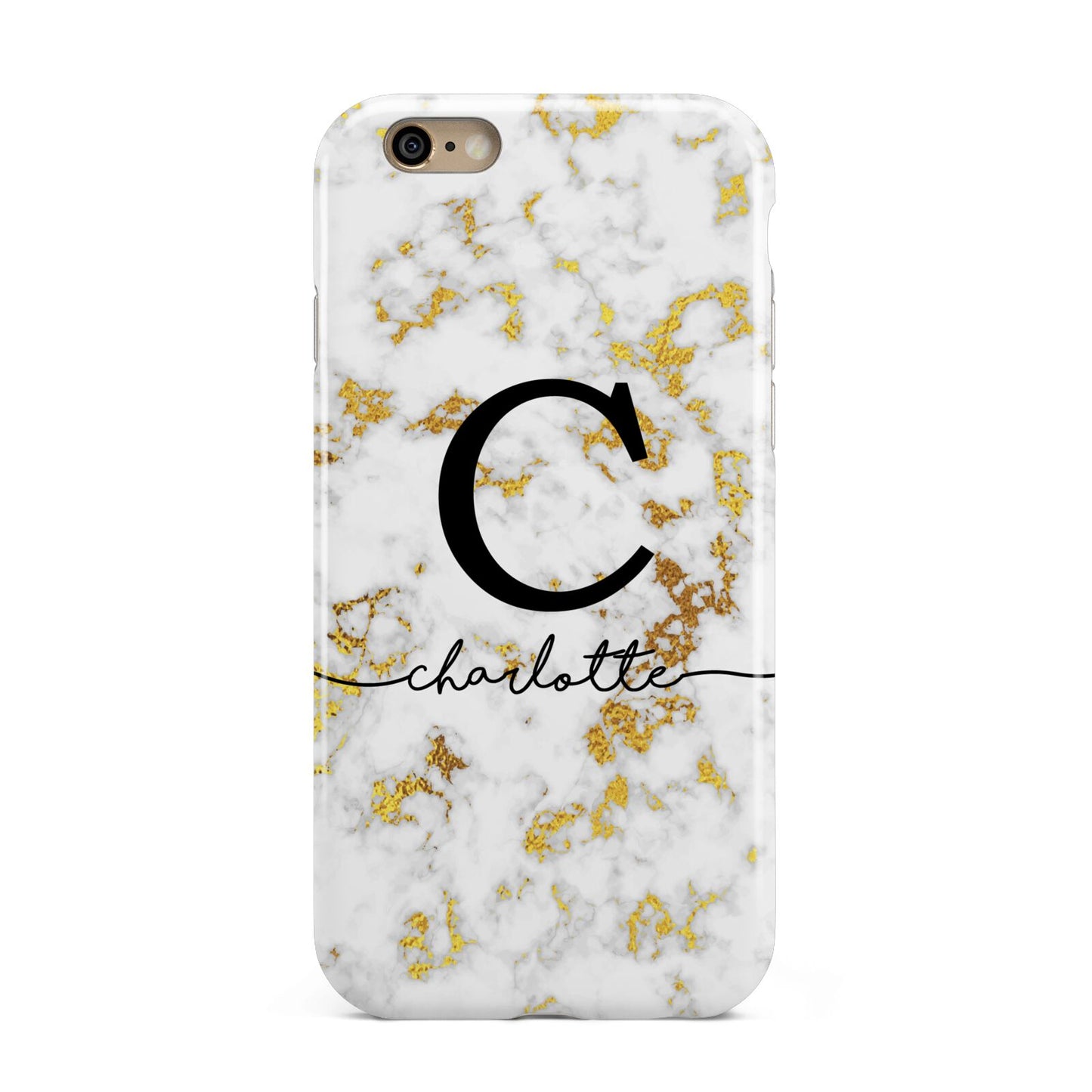 Initialled White Gold Marble with Name Apple iPhone 6 3D Tough Case