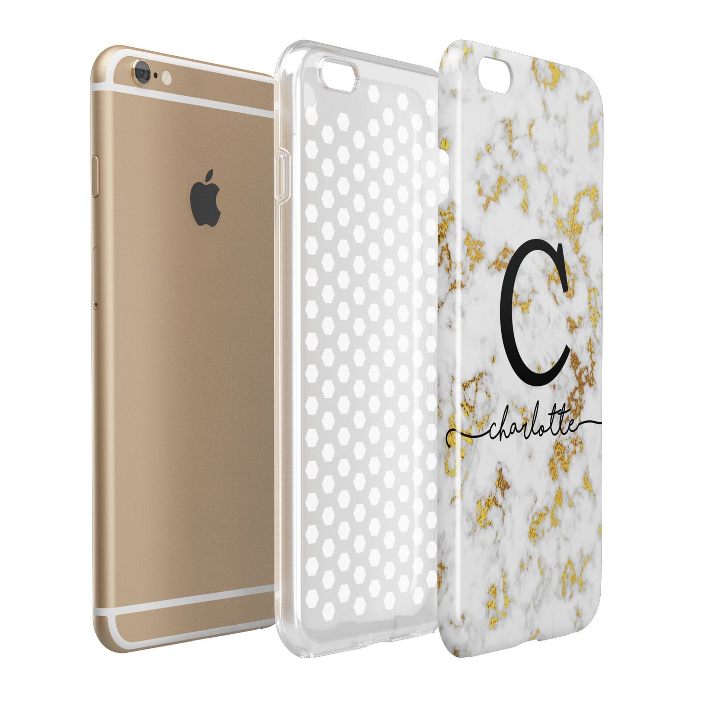 Initialled White Gold Marble with Name Apple iPhone 6 Plus 3D Tough Case Expand Detail Image