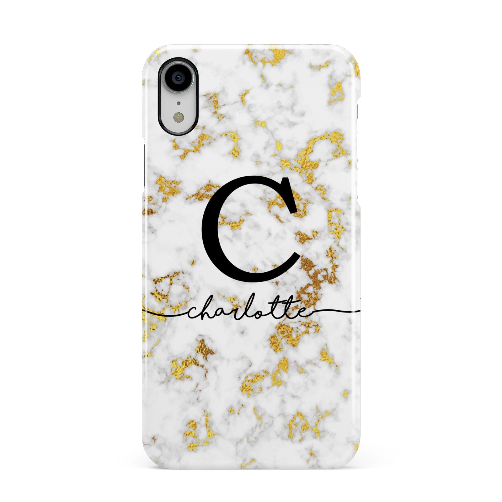 Initialled White Gold Marble with Name Apple iPhone XR White 3D Snap Case