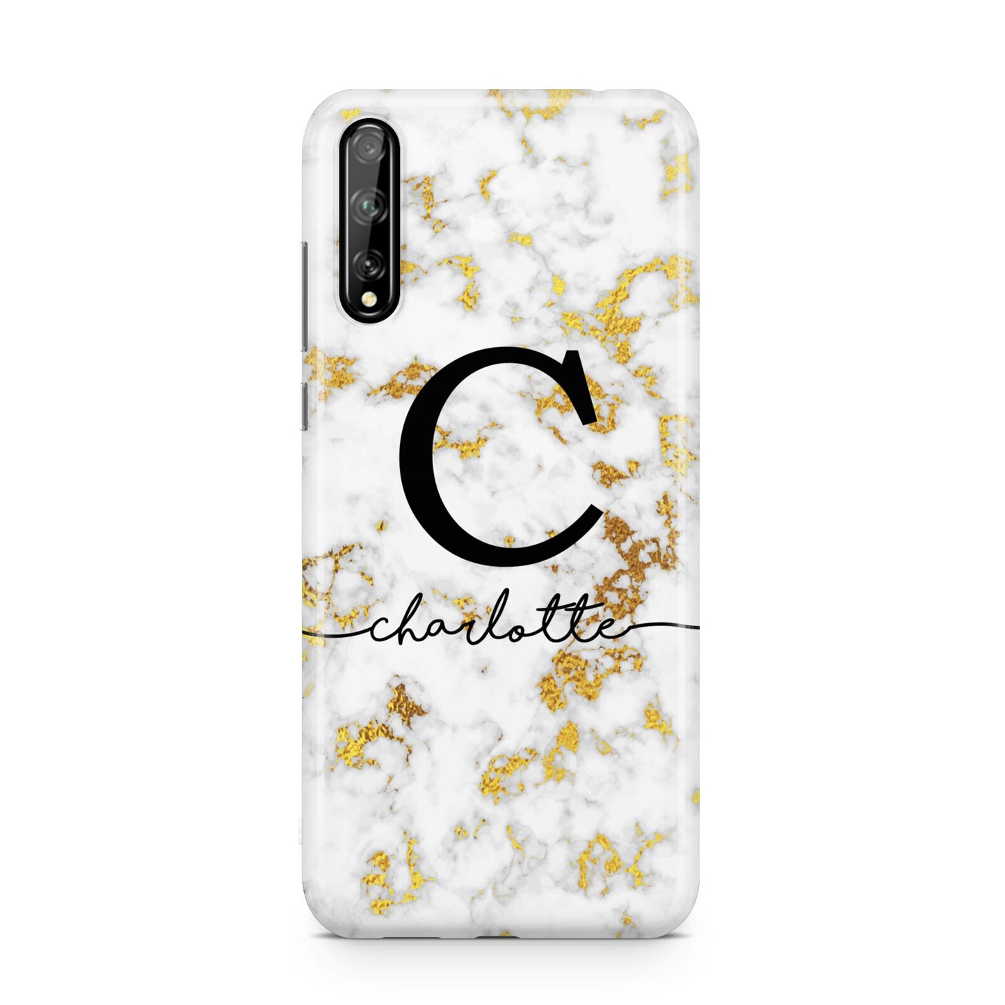 Initialled White Gold Marble with Name Huawei Enjoy 10s Phone Case