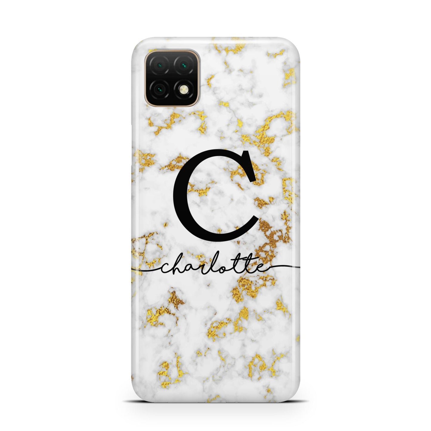 Initialled White Gold Marble with Name Huawei Enjoy 20 Phone Case