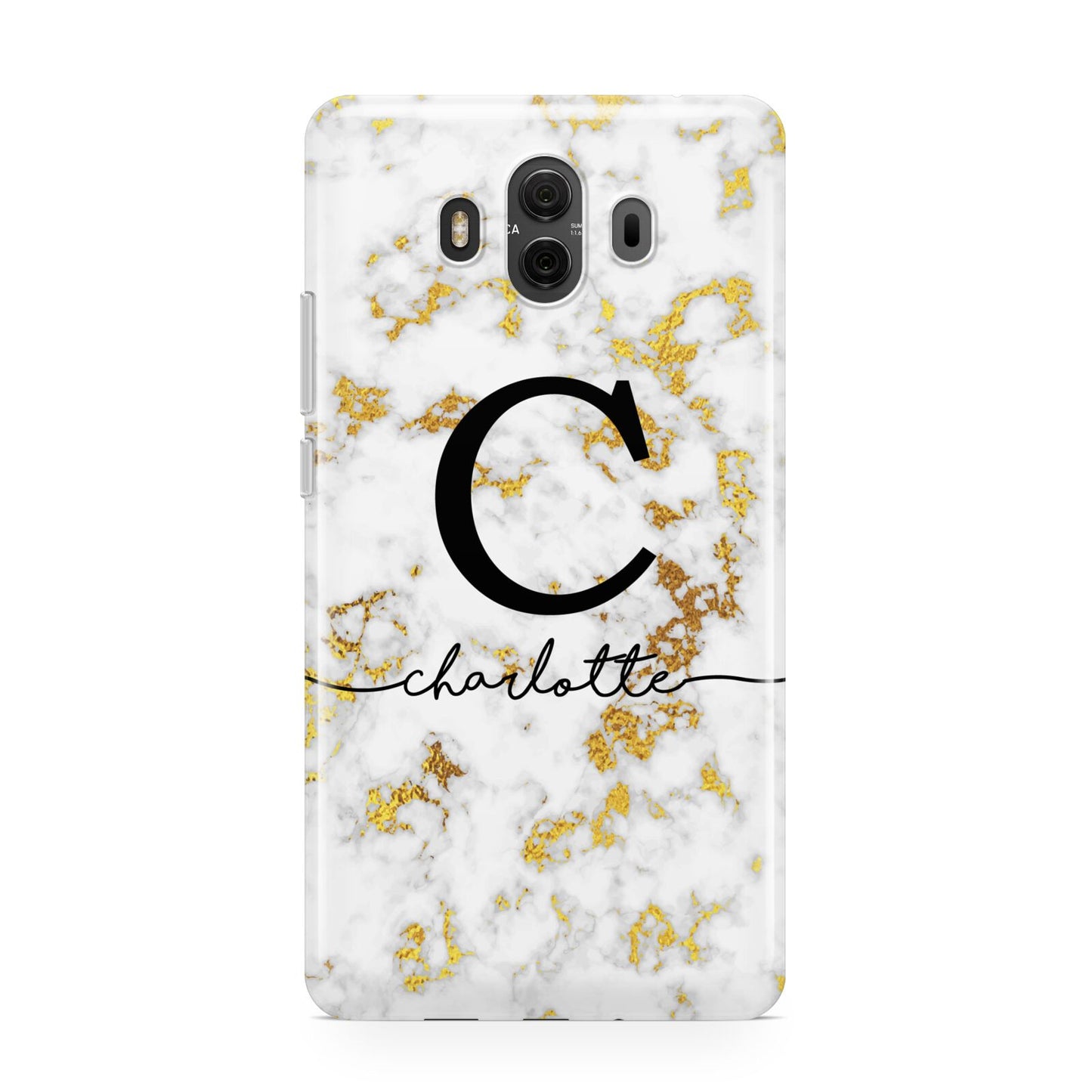 Initialled White Gold Marble with Name Huawei Mate 10 Protective Phone Case