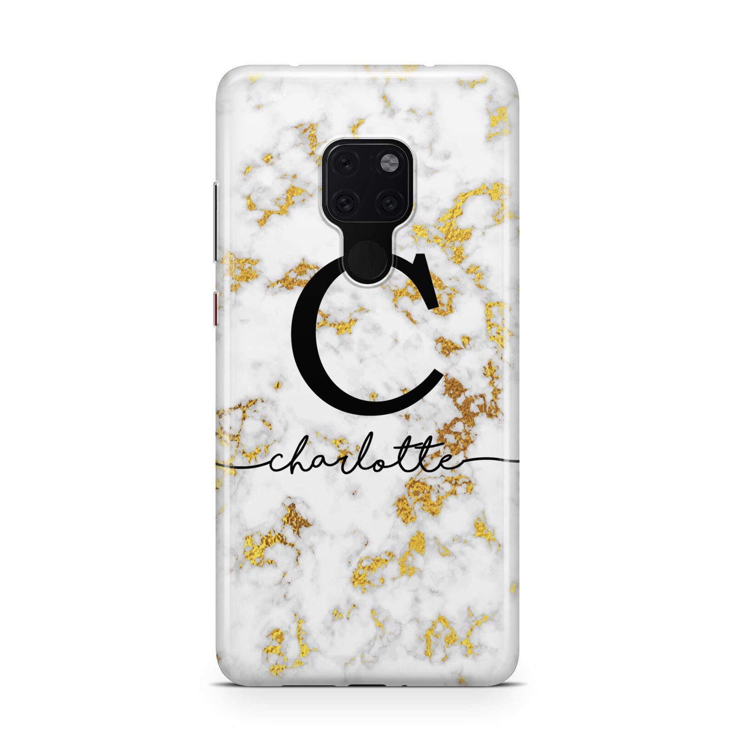 Initialled White Gold Marble with Name Huawei Mate 20 Phone Case