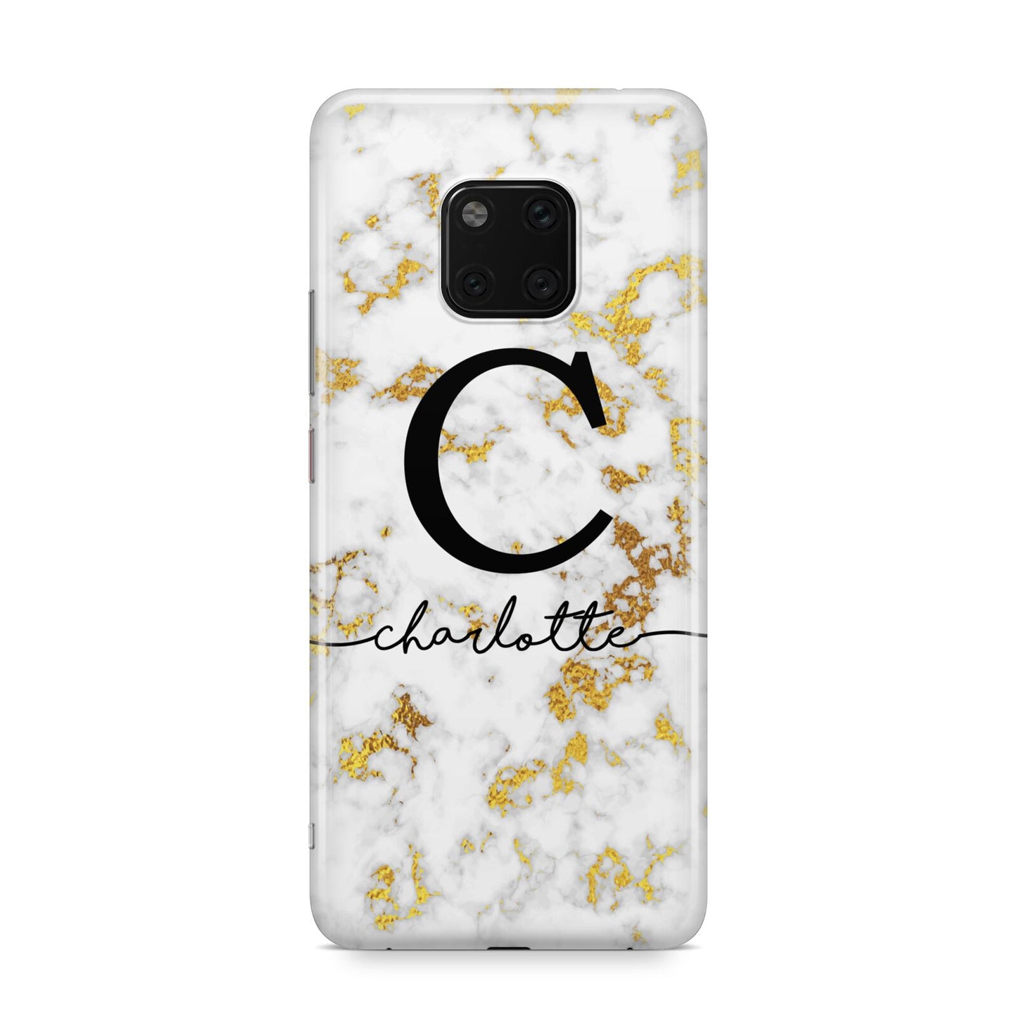 Initialled White Gold Marble with Name Huawei Mate 20 Pro Phone Case