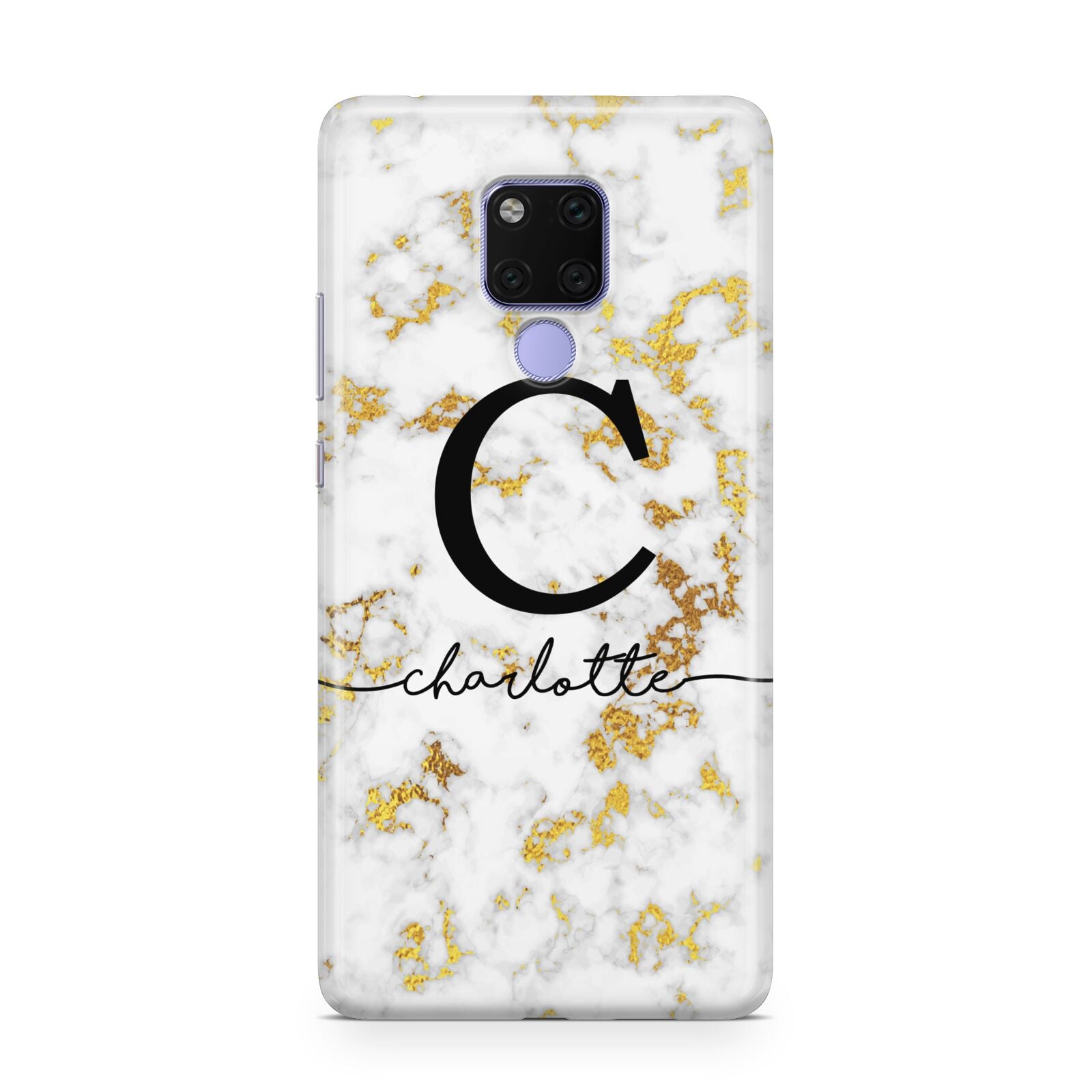 Initialled White Gold Marble with Name Huawei Mate 20X Phone Case