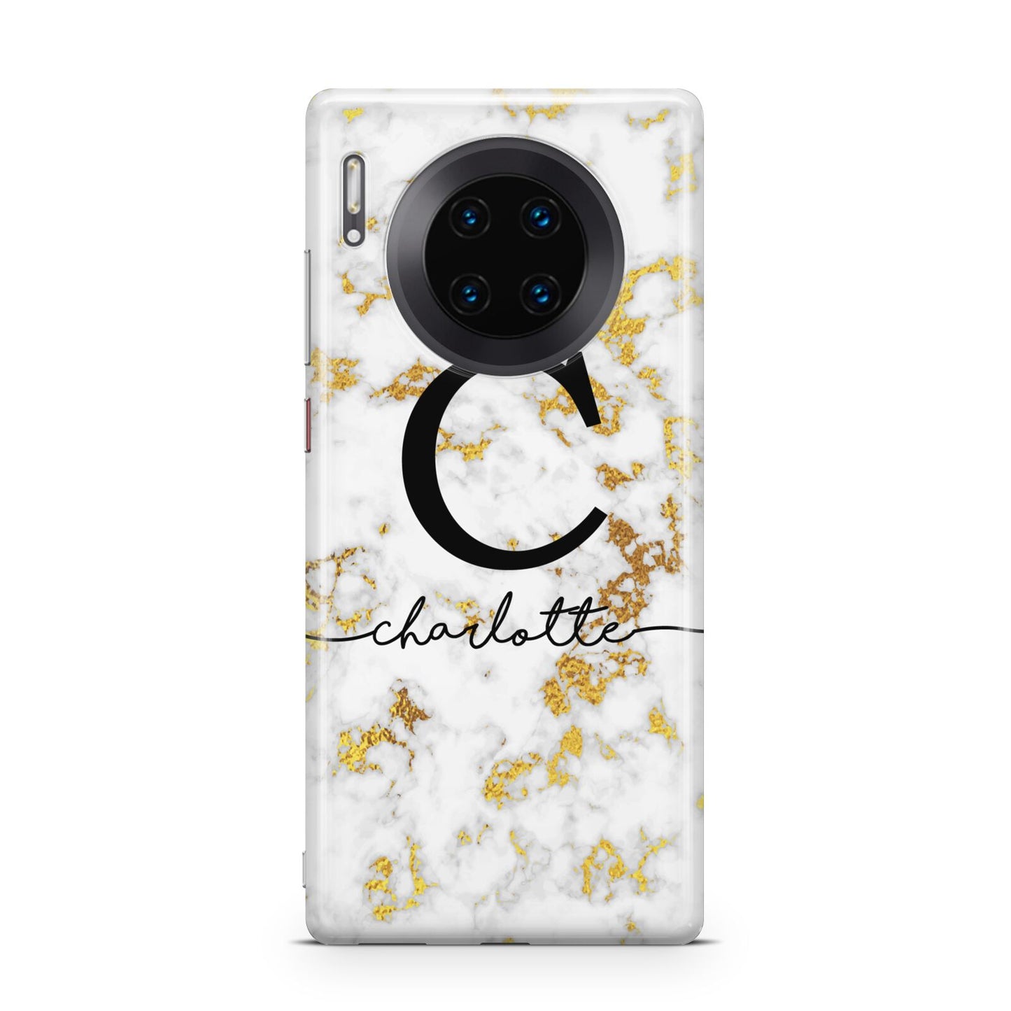 Initialled White Gold Marble with Name Huawei Mate 30 Pro Phone Case