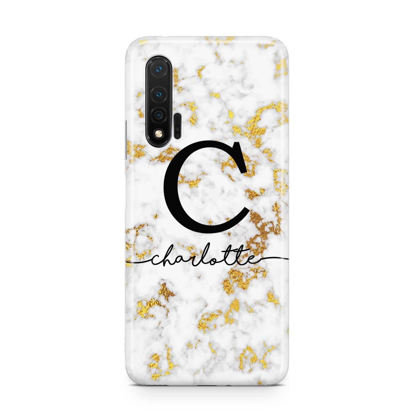 Initialled White Gold Marble with Name Huawei Nova 6 Phone Case