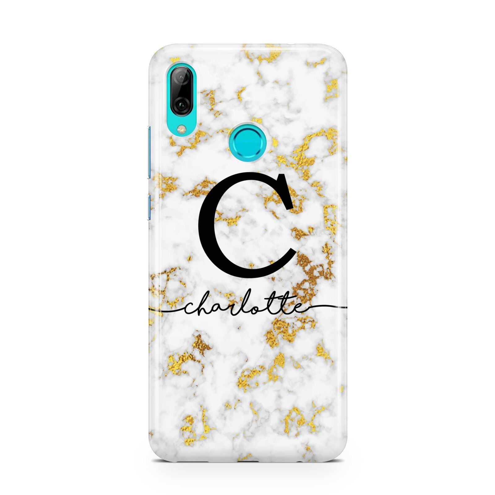 Initialled White Gold Marble with Name Huawei P Smart 2019 Case