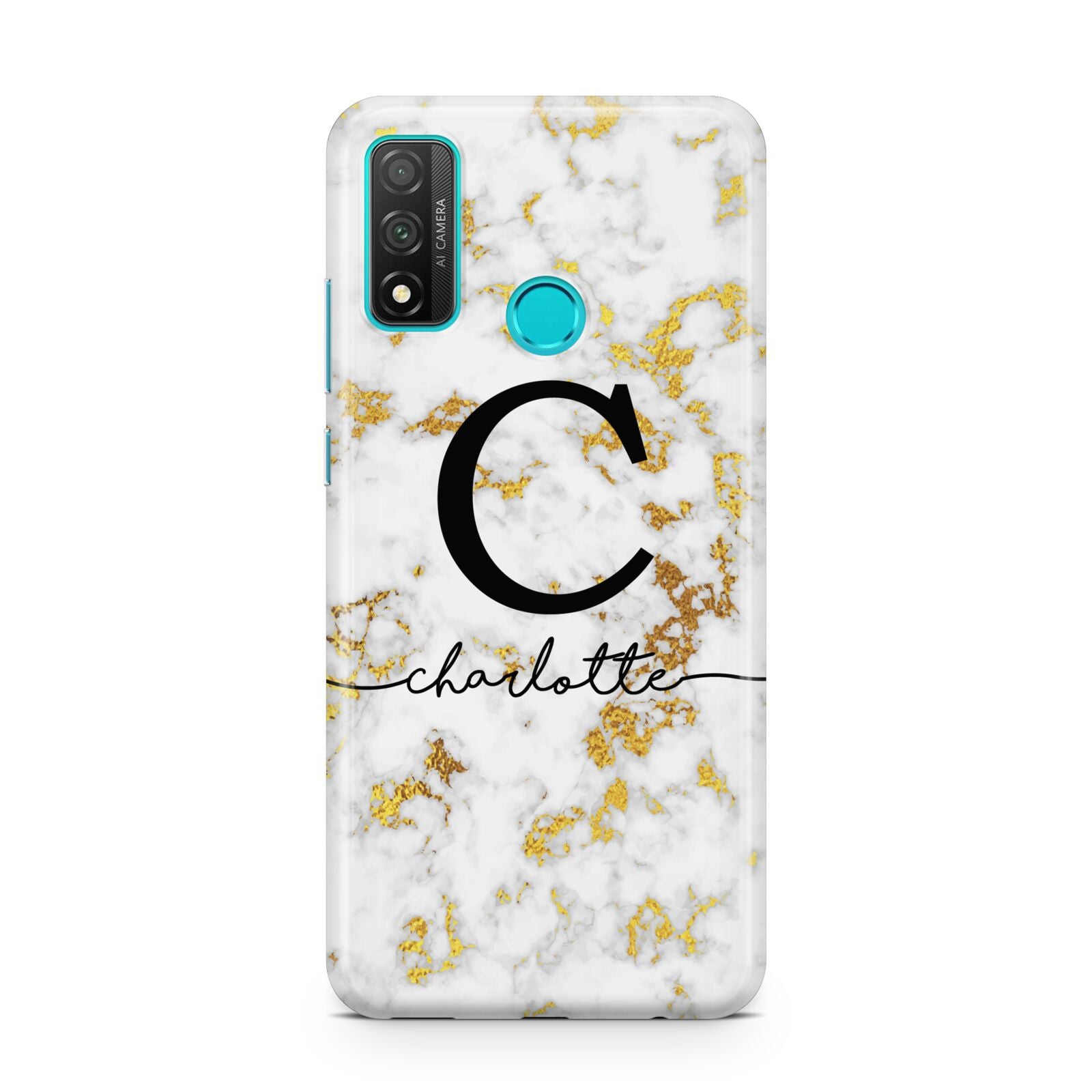 Initialled White Gold Marble with Name Huawei P Smart 2020