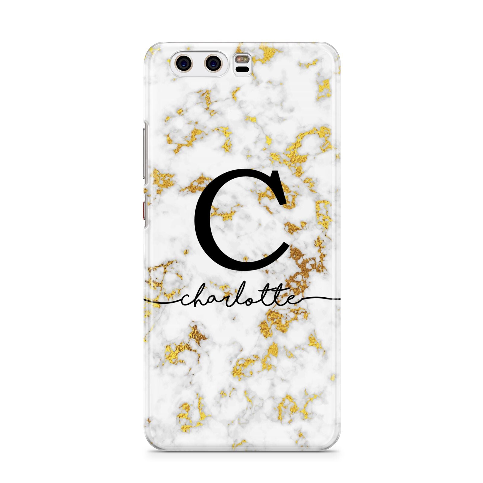 Initialled White Gold Marble with Name Huawei P10 Phone Case