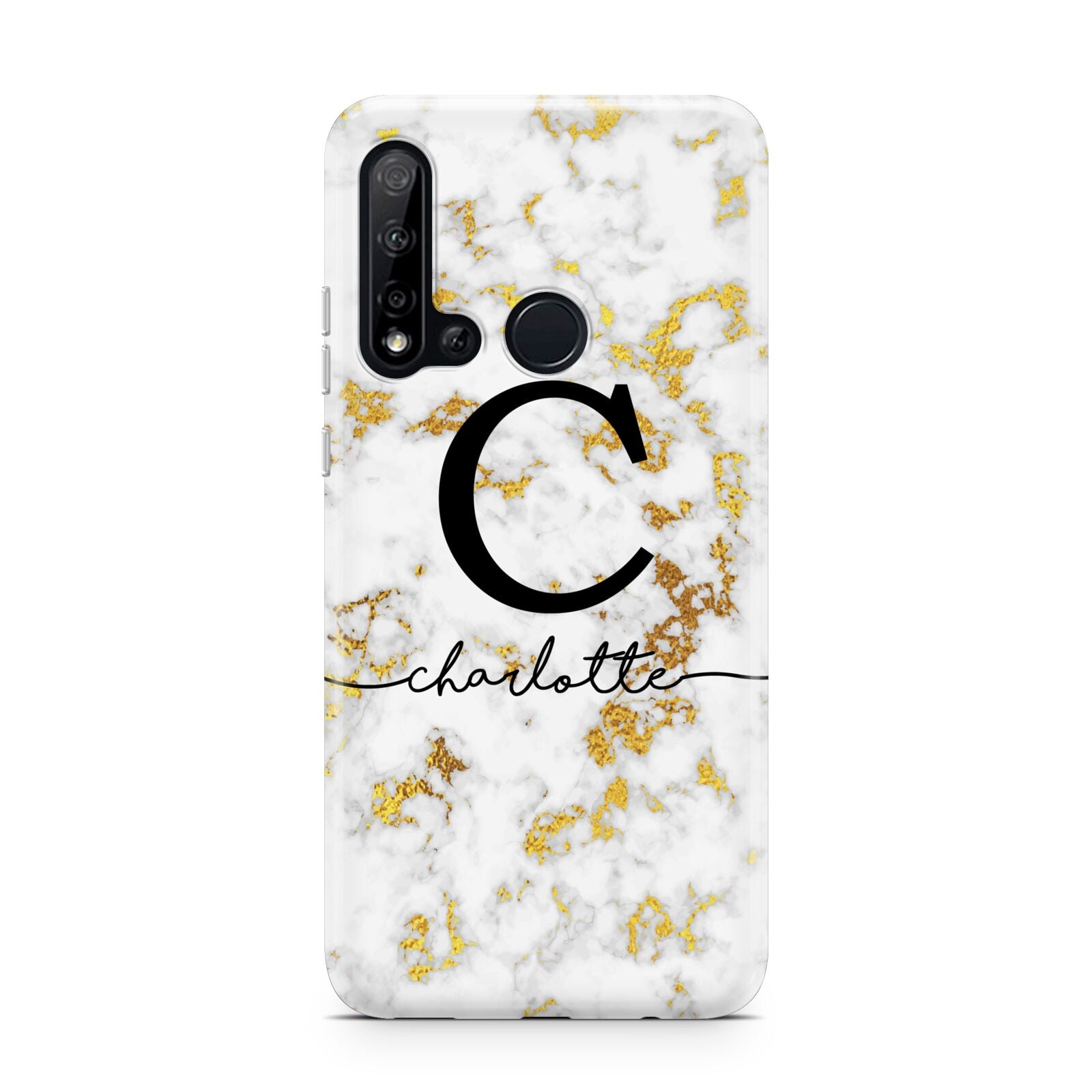 Initialled White Gold Marble with Name Huawei P20 Lite 5G Phone Case