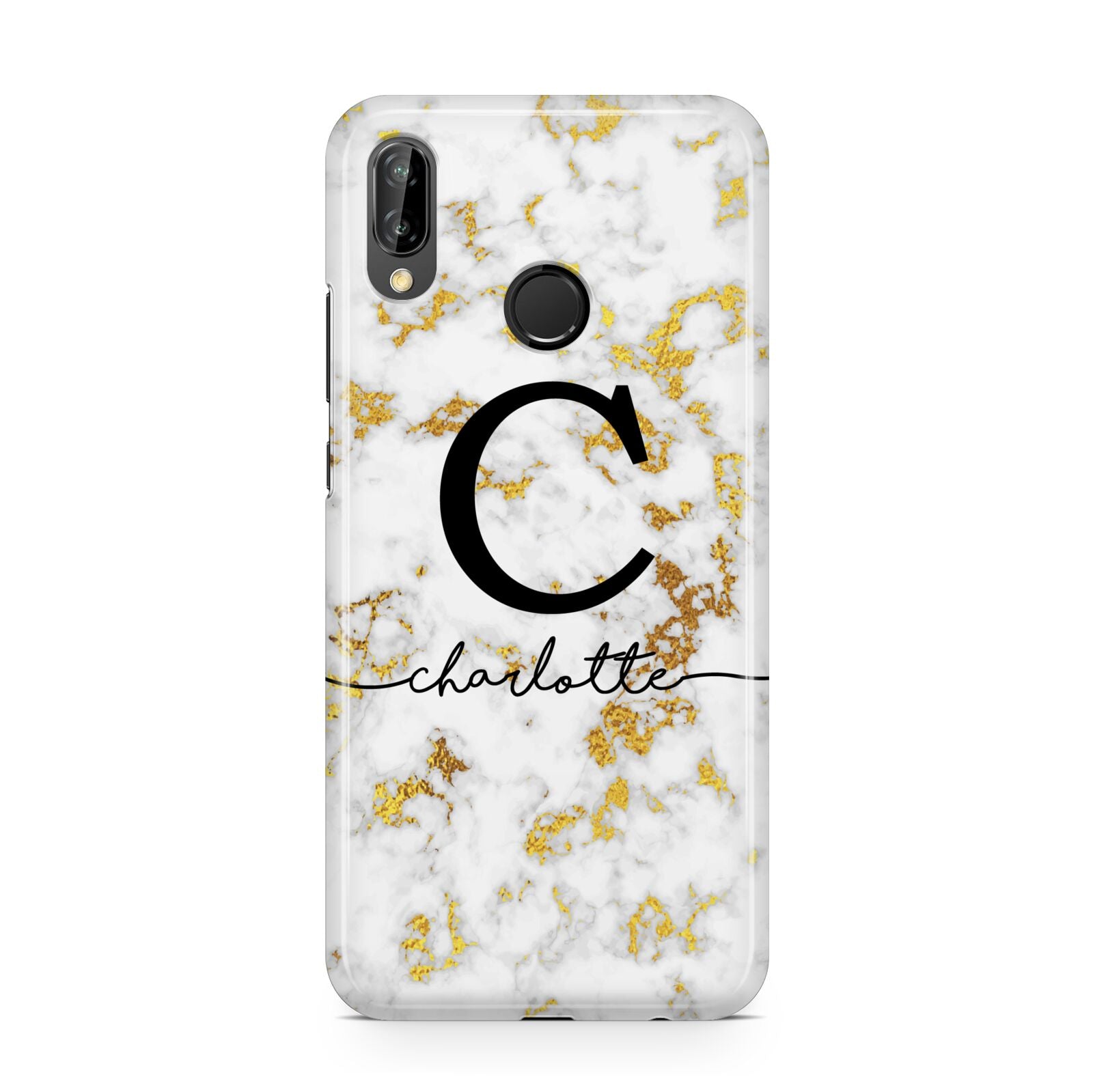 Initialled White Gold Marble with Name Huawei P20 Lite Phone Case