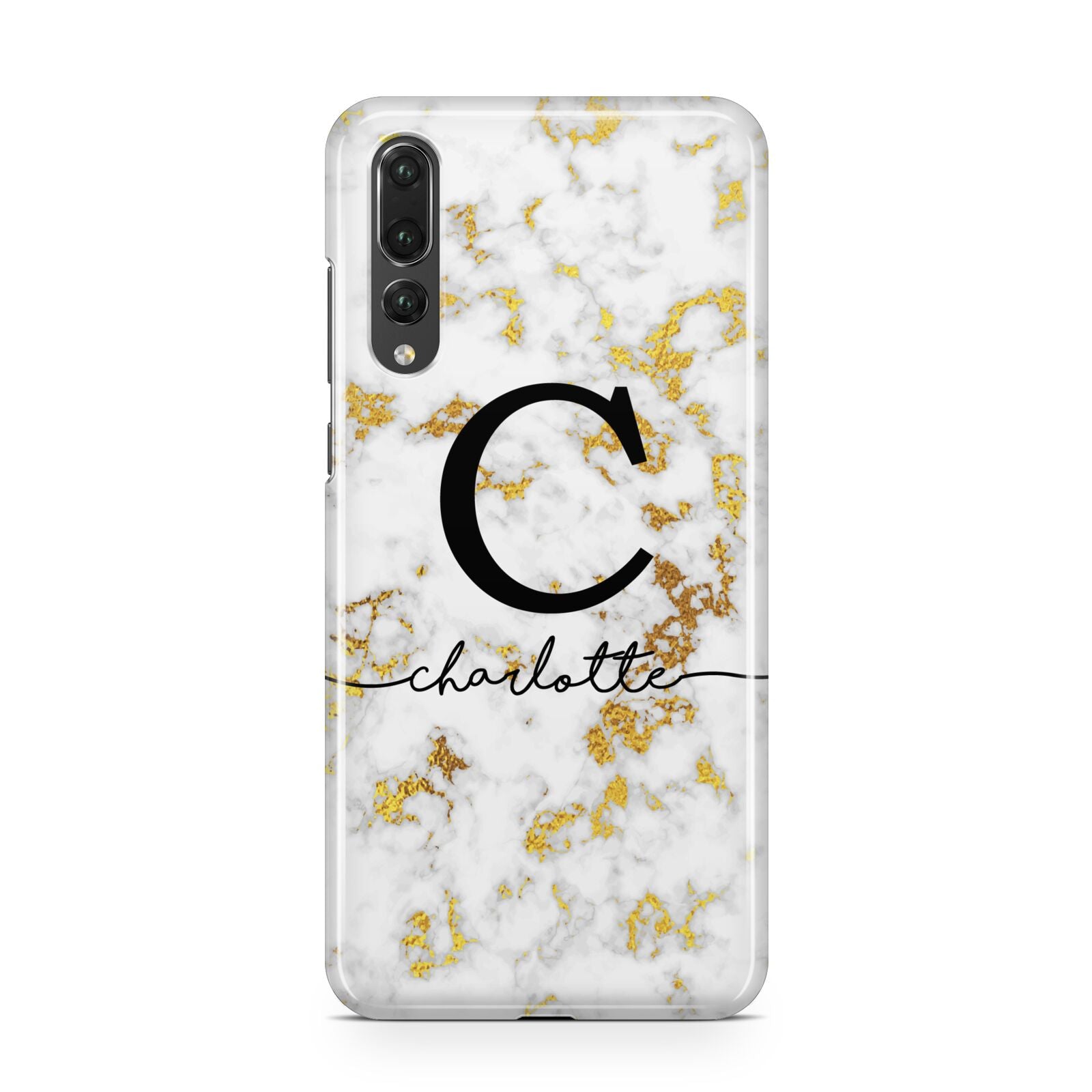 Initialled White Gold Marble with Name Huawei P20 Pro Phone Case