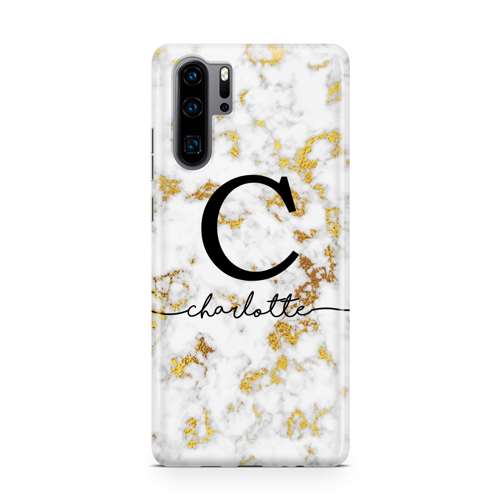 Initialled White Gold Marble with Name Huawei P30 Pro Phone Case