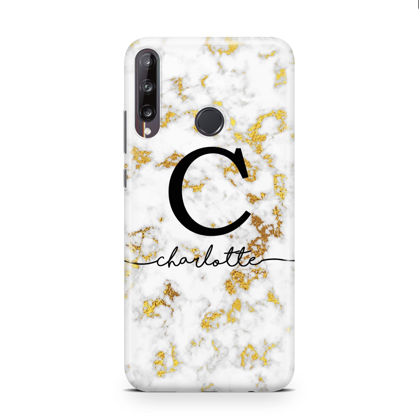 Initialled White Gold Marble with Name Huawei P40 Lite E Phone Case