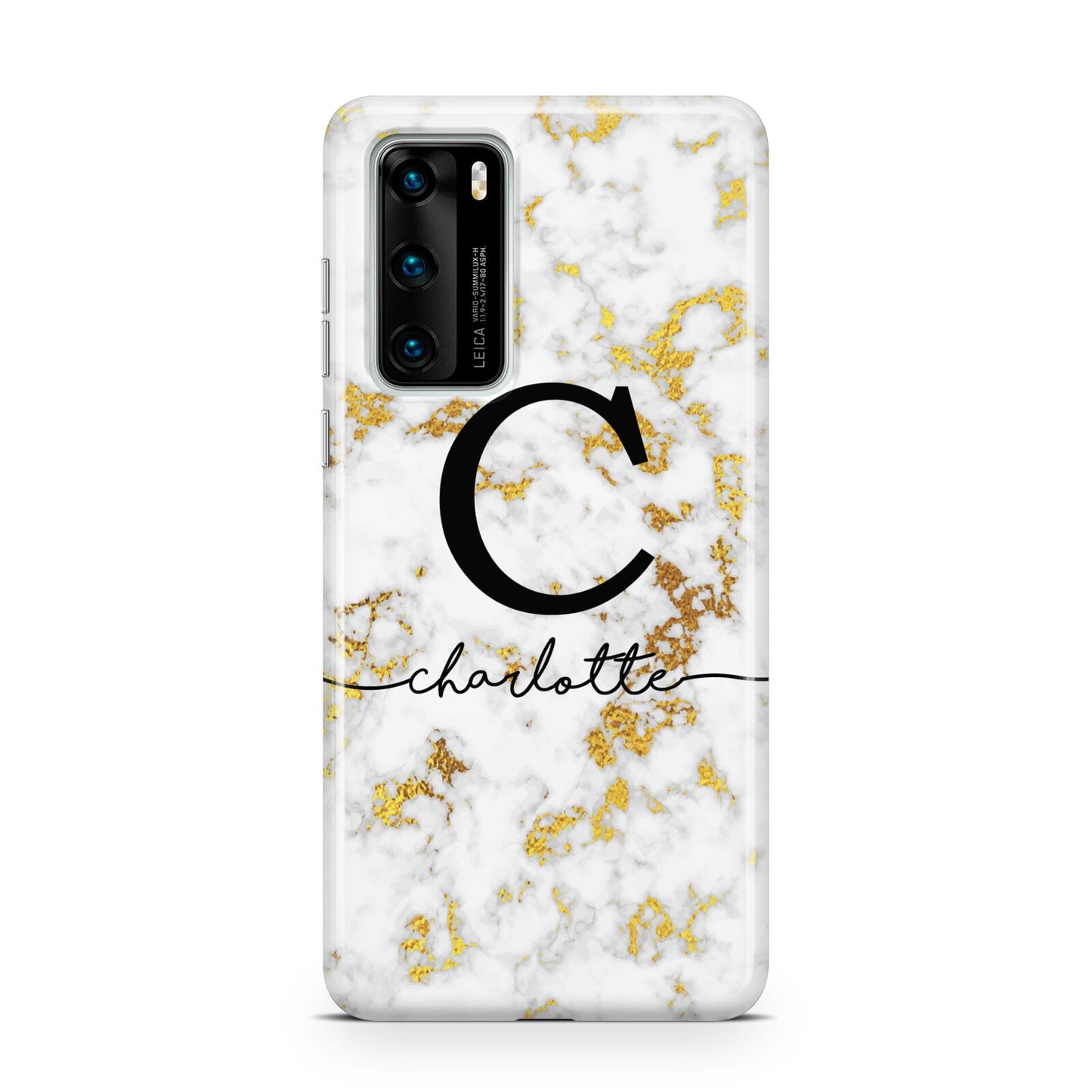 Initialled White Gold Marble with Name Huawei P40 Phone Case