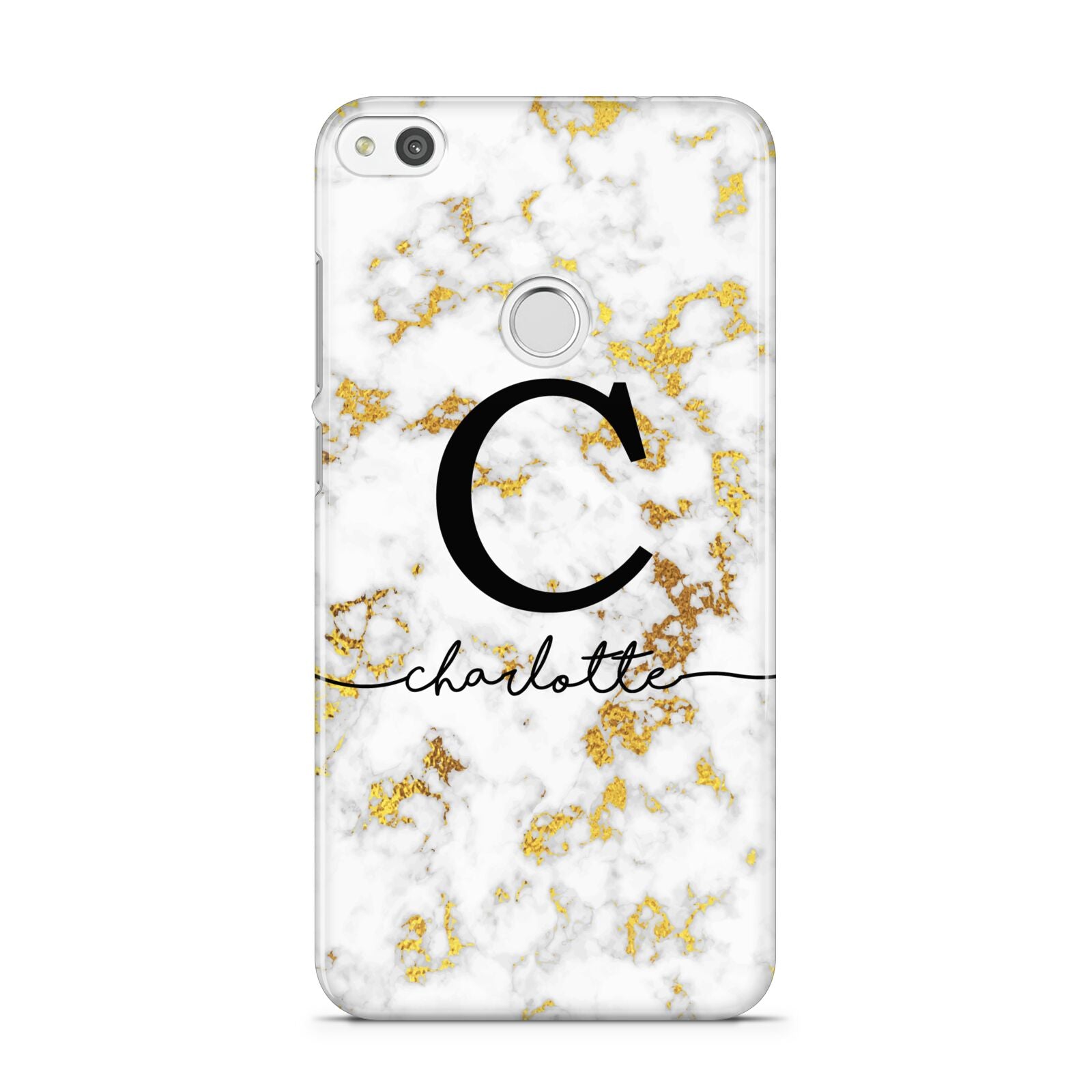 Initialled White Gold Marble with Name Huawei P8 Lite Case